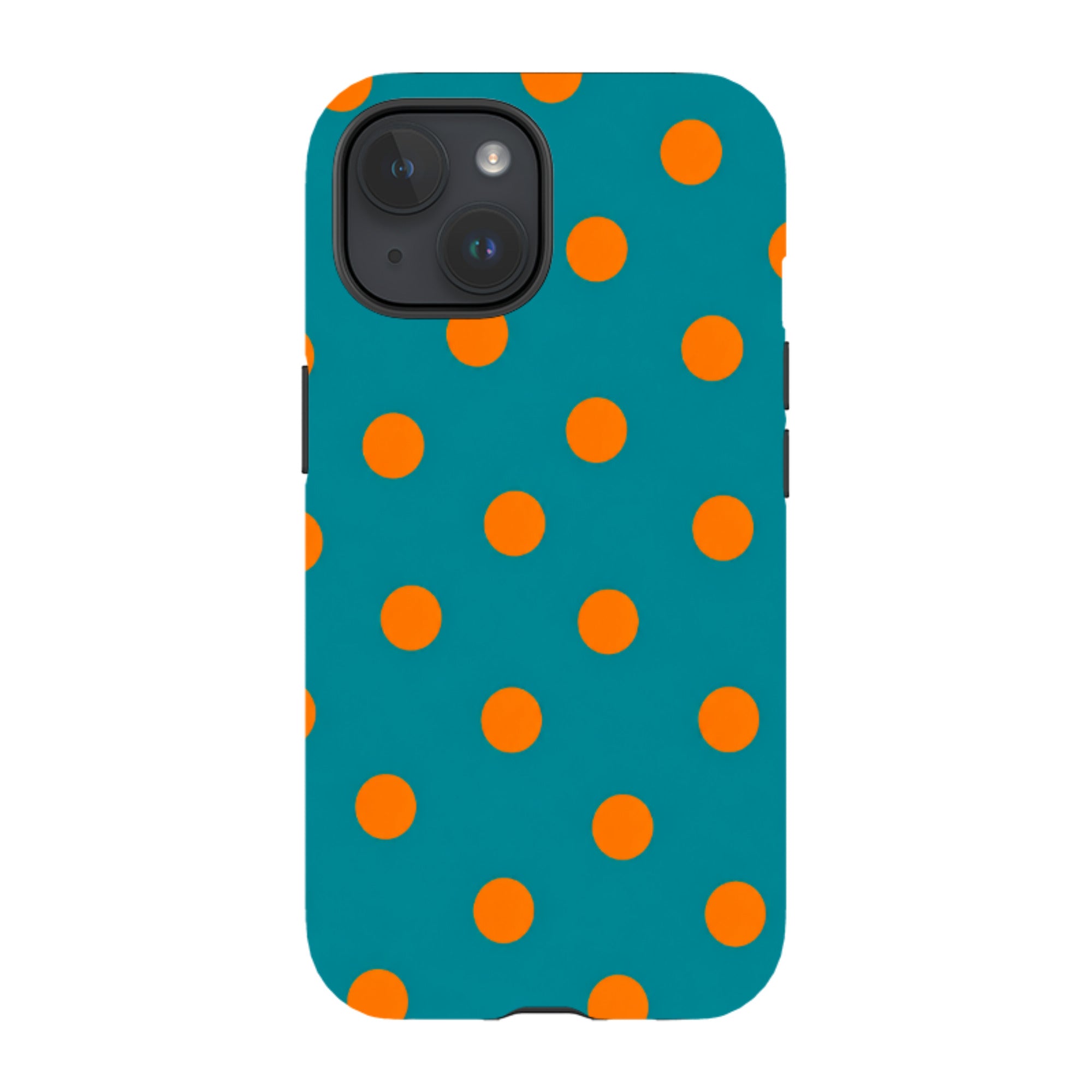 iPhone Tough Case - Teal & Orange Polka Dot