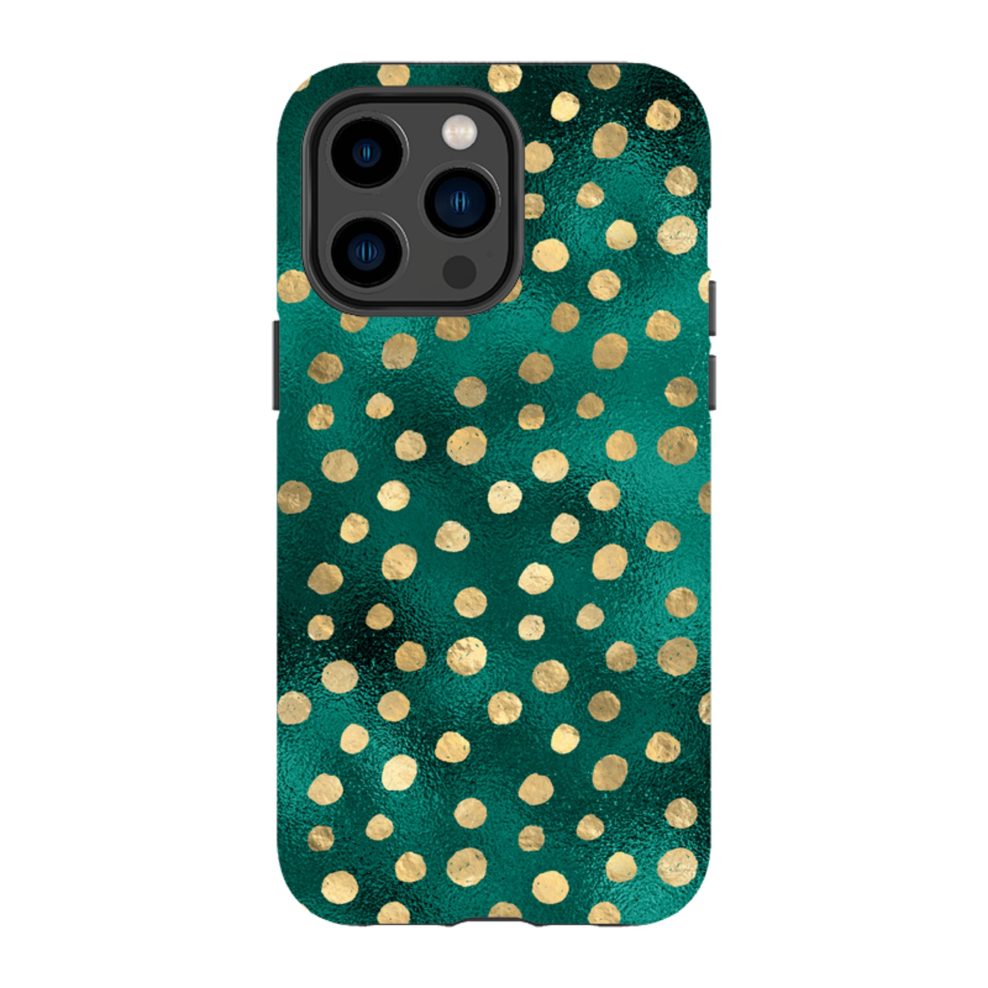 iPhone Tough Case - Forest and Gold Dots