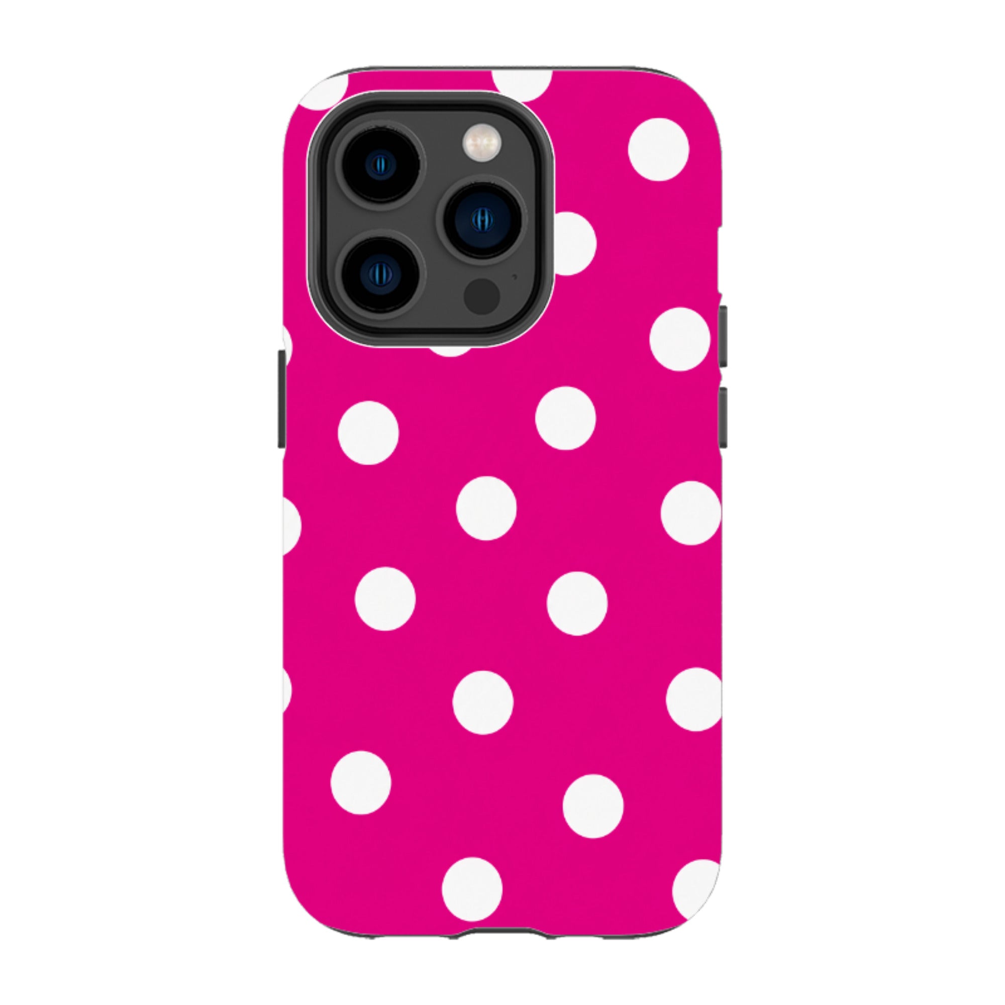 iPhone Tough Case - Hot Pink & White Polka Dot