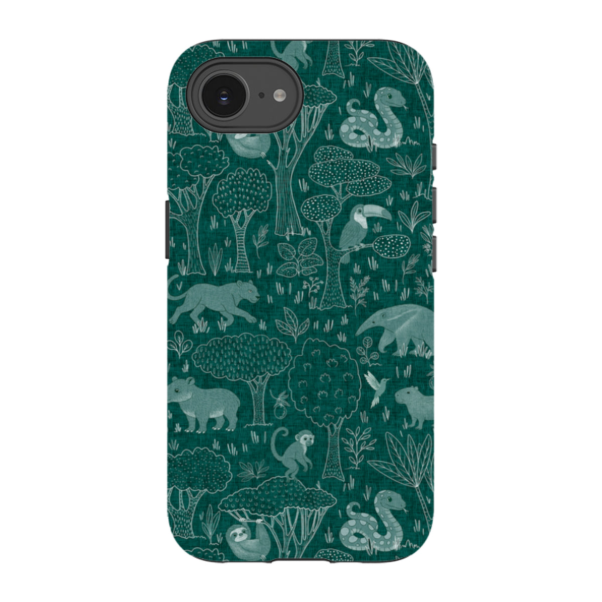 iPhone Tough Case - Tropical Jungle Animals teal By Katherine Quinn