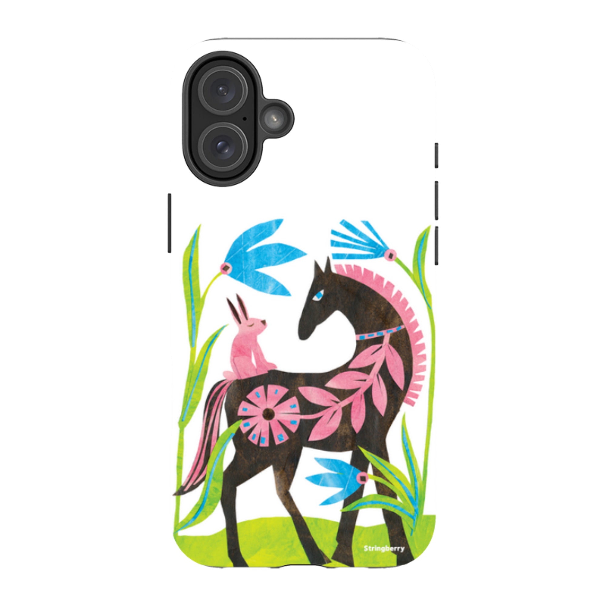 iPhone Tough Case - Folk Horse And Bunny By Tracey English