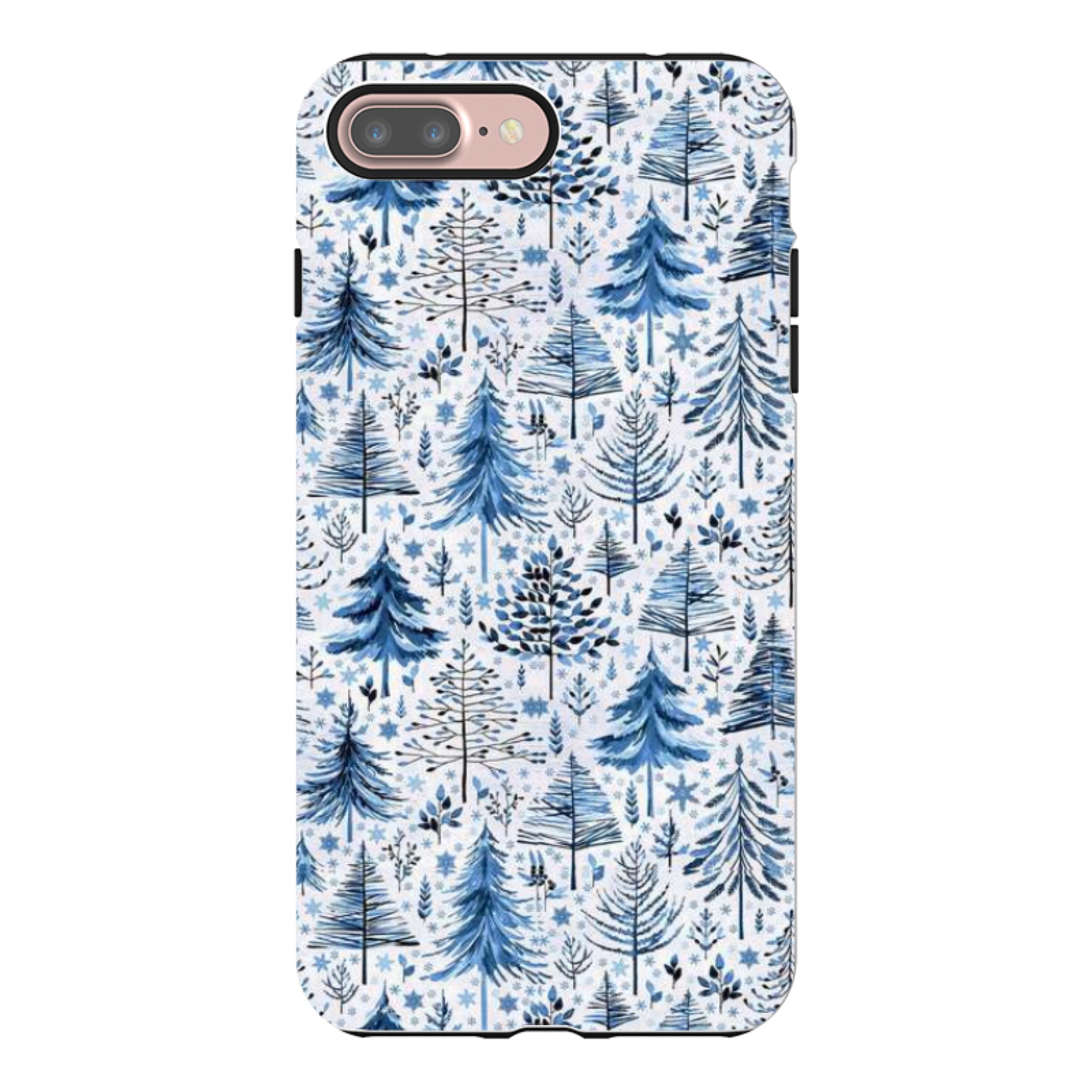 iPhone Tough Case - Blue Xmas Trees By Elisabeth Haager