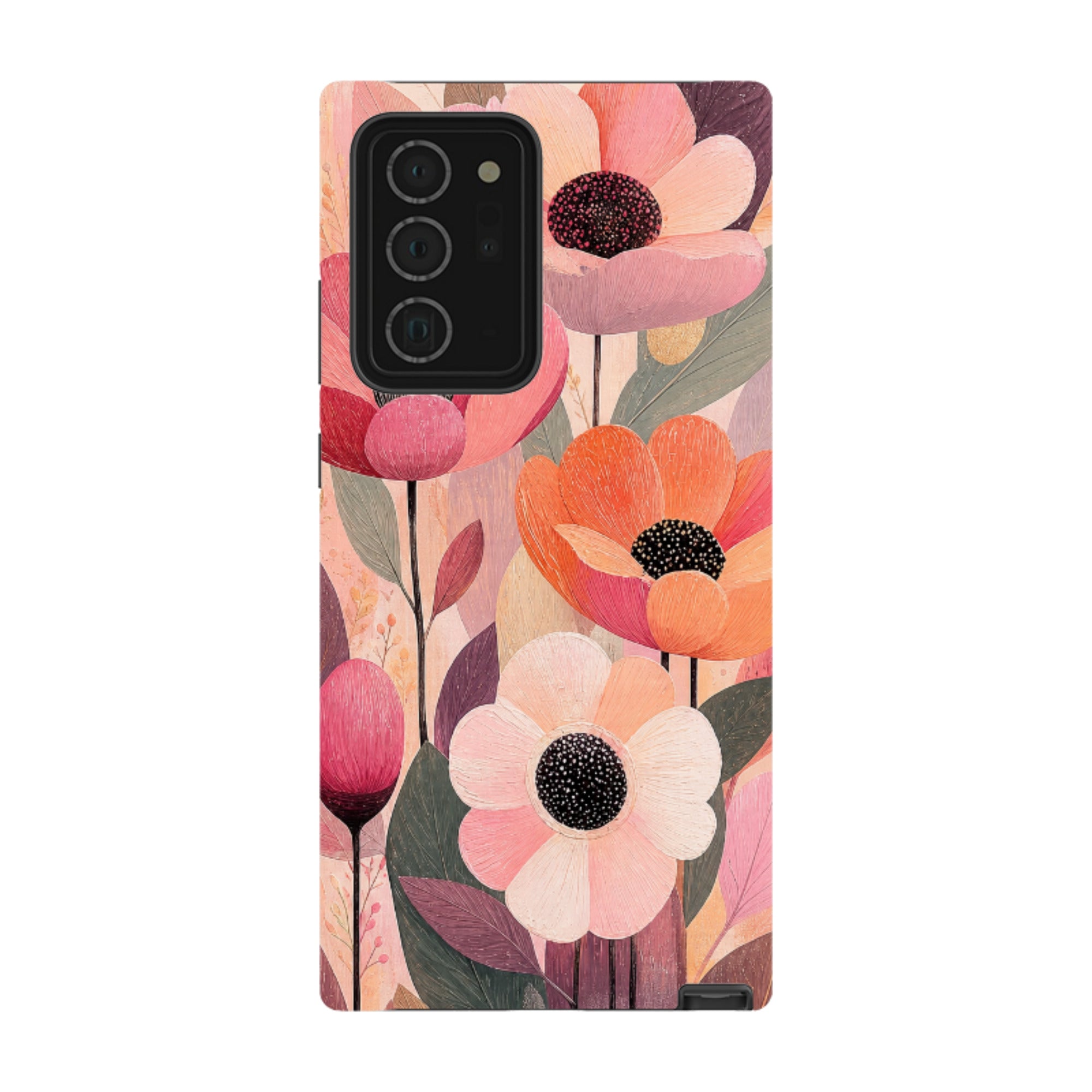 Samsung Tough Case - Peach Woodgrain Floral