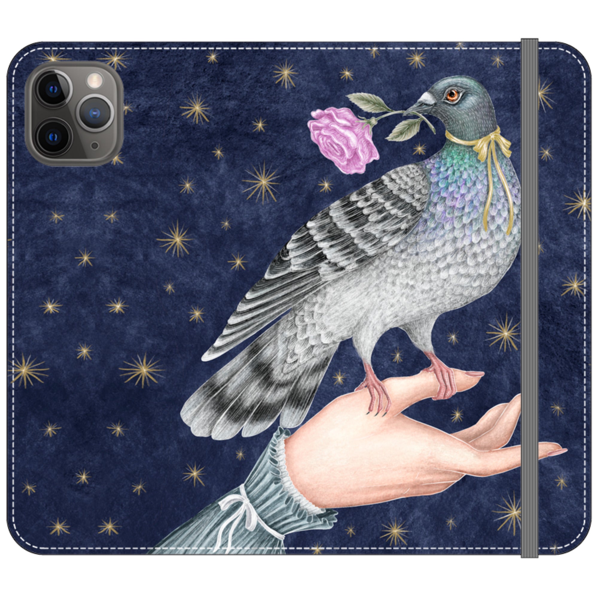 Pigeon With Rose Wallet Case By Catherine Rowe