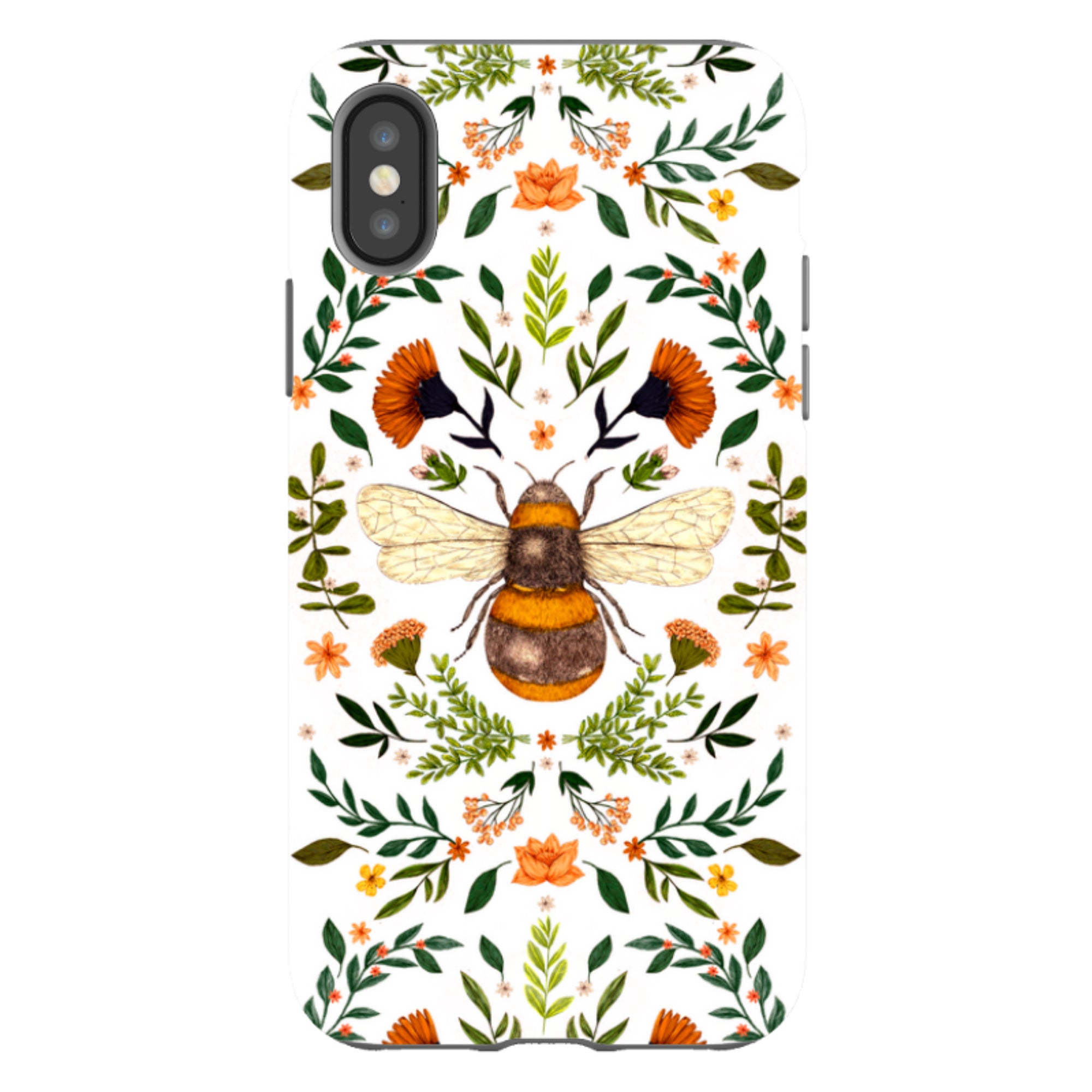 iPhone Tough Case - Botanical Bee White By Jade Mosinski