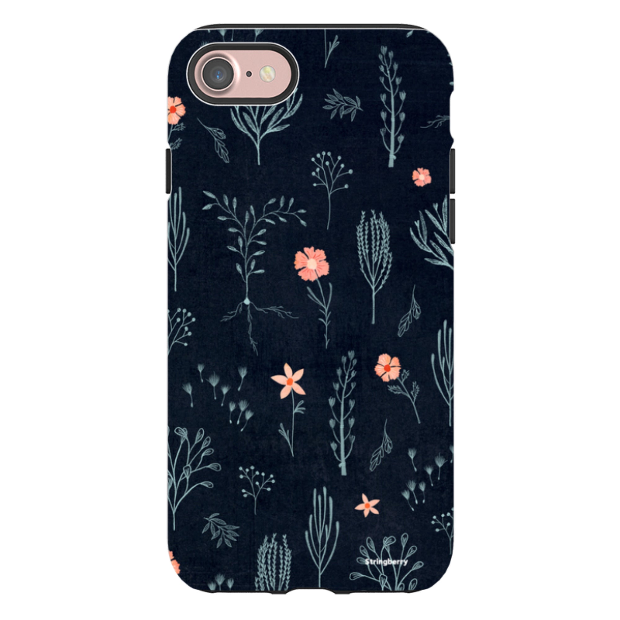 iPhone Tough Case - Floral Light Blue And Pink By Katherine Quinn