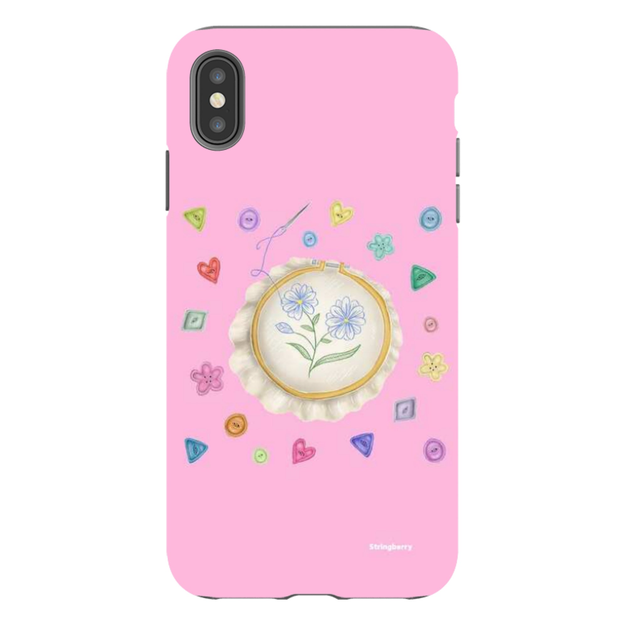 iPhone Tough Case - Flower Buttons Needlework By Catherine Rowe