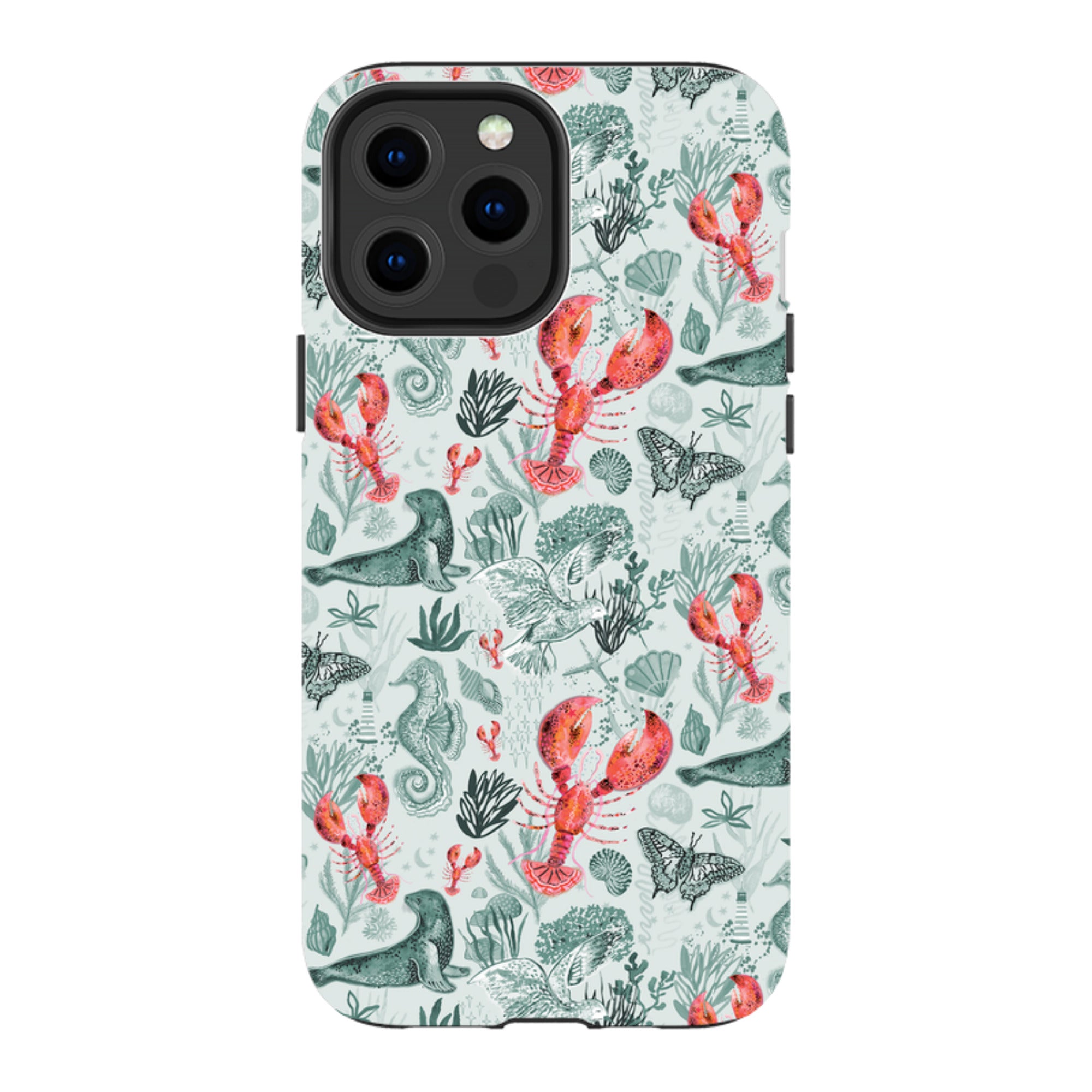 iPhone MagSafe Tough Case - Teal Seals and Lovely Lobsters By Emma Frances Grant