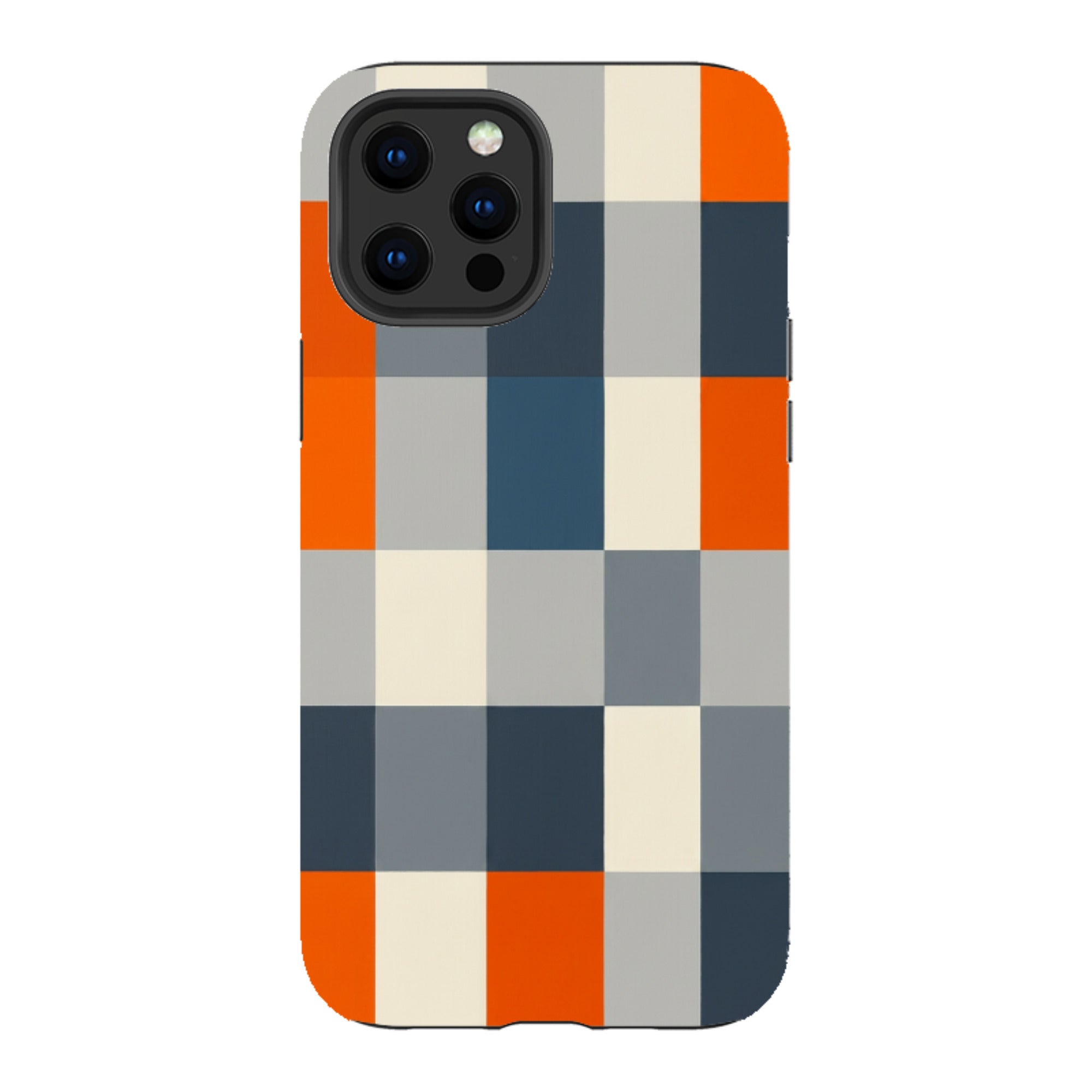 iPhone Tough Case - Navy Blue & Orange Plaid