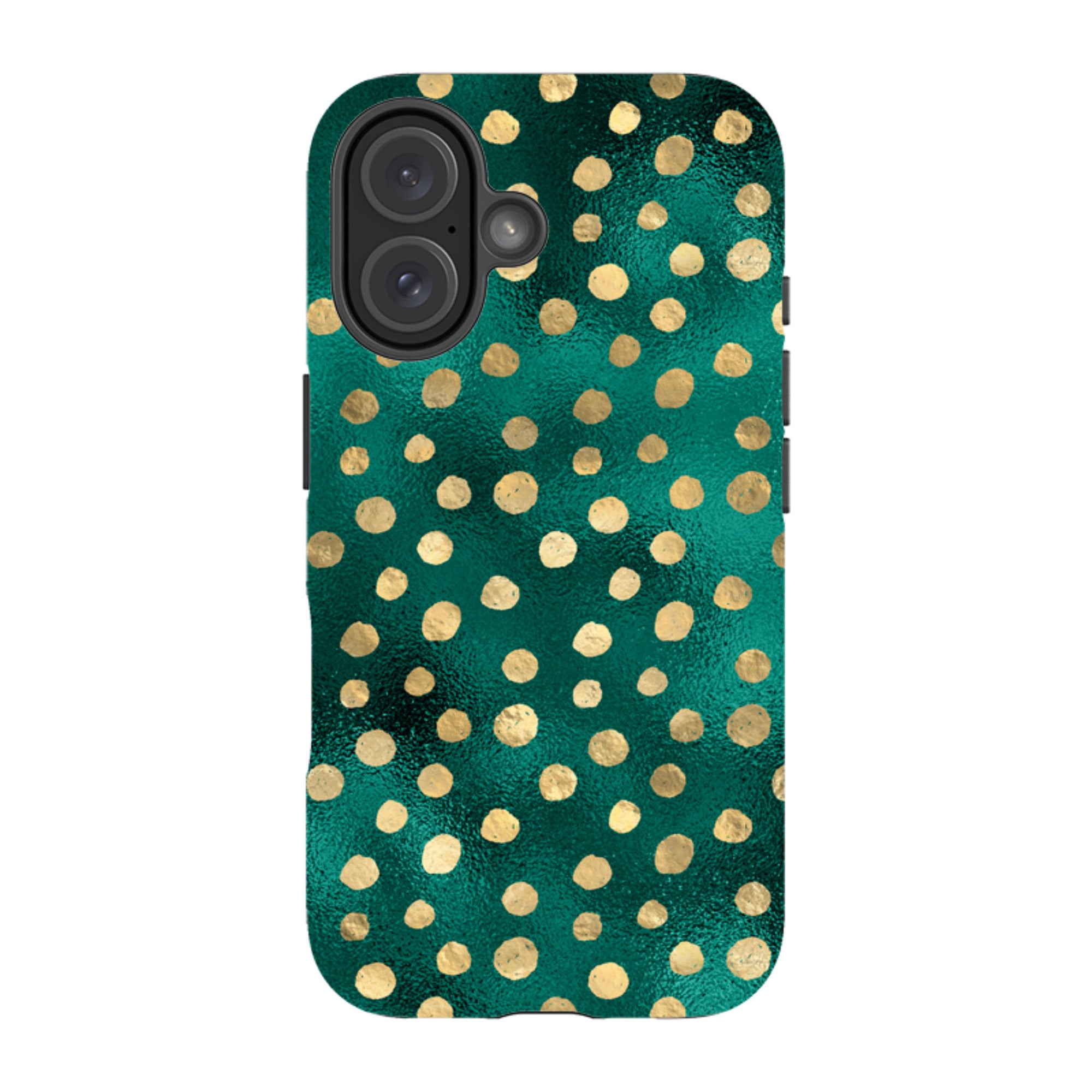 iPhone Tough Case - Forest and Gold Dots