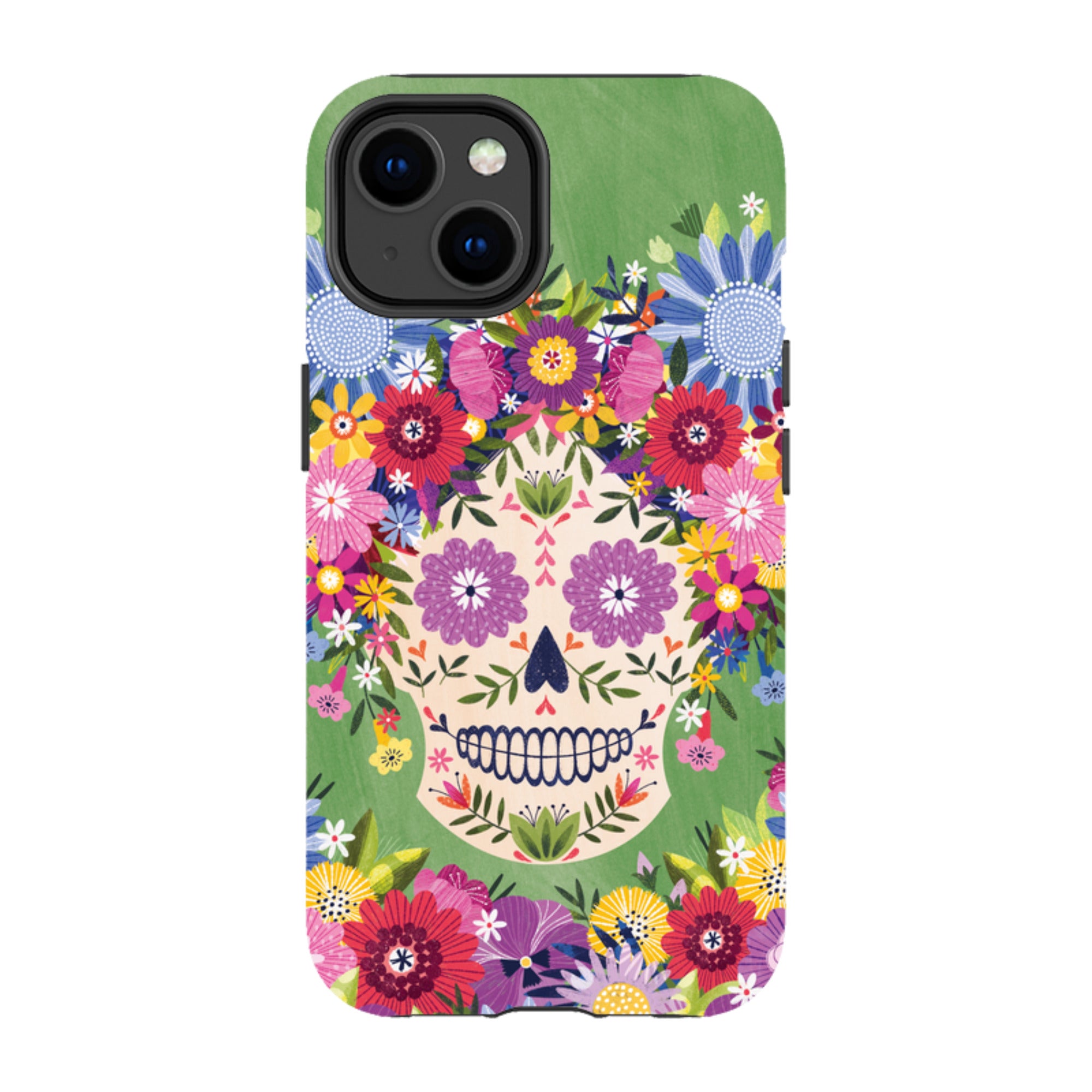 iPhone Tough Case - Sugar Skull Green By Ali Brookes