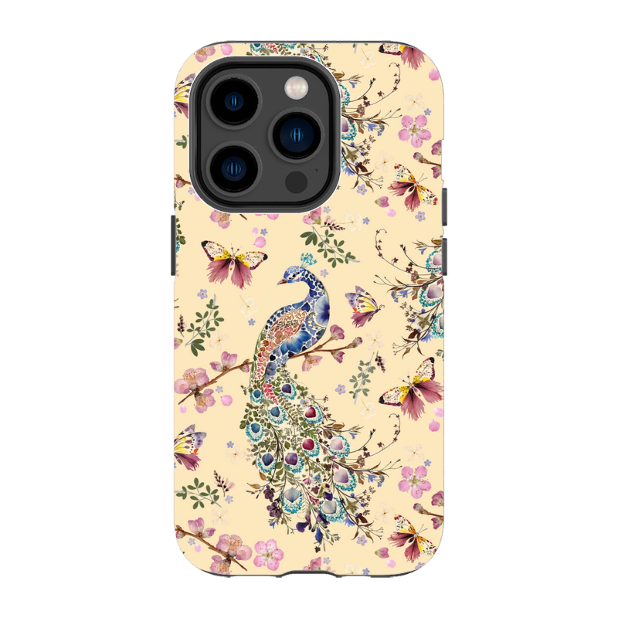iPhone Tough Case - Peacock and Cherry Blossoms Lilly By Helen Ahpornsiri