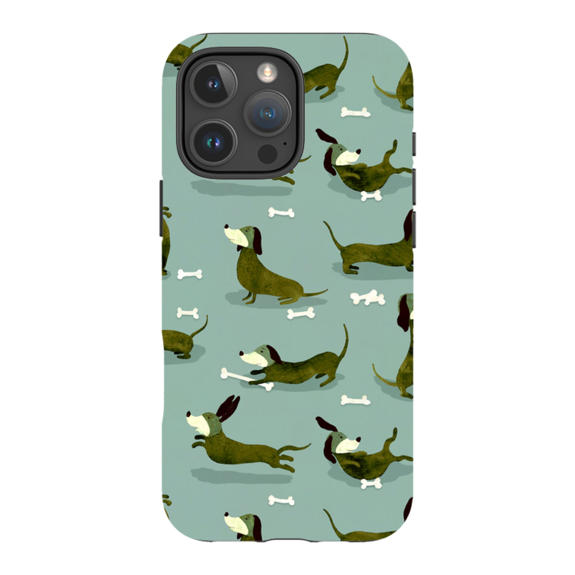 iPhone Tough Case - Dash Dogs Green By Katherine Quinn