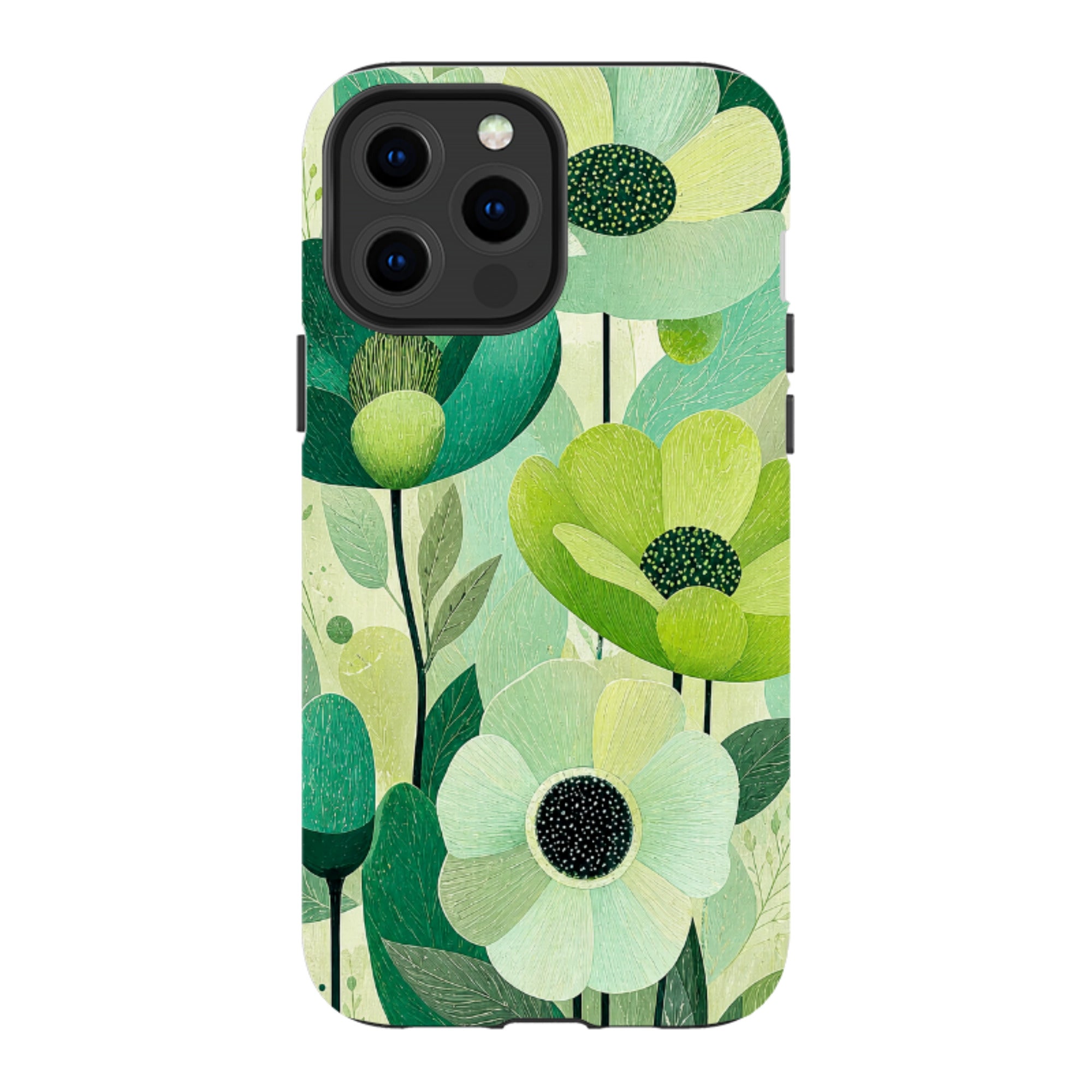 iPhone Tough Case - Mint Woodgrain Floral