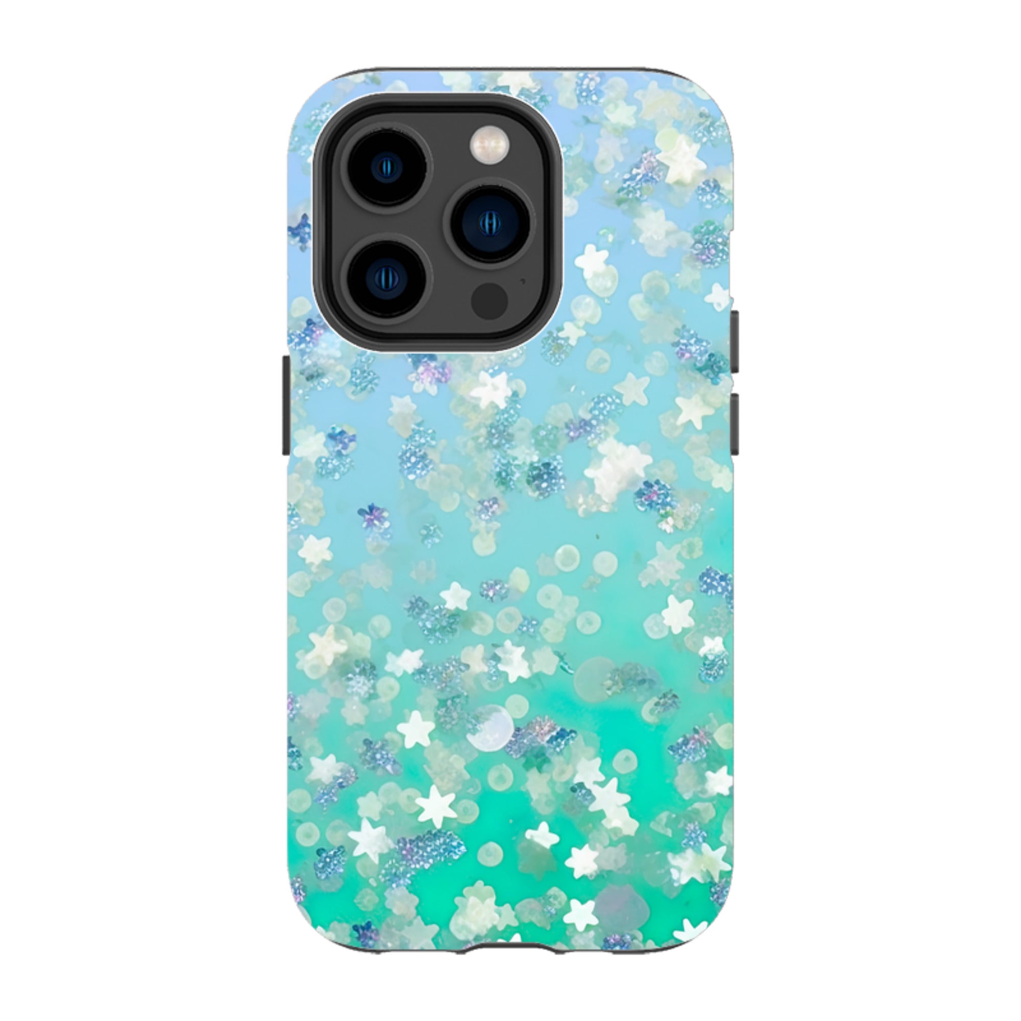 iPhone MagSafe Tough Case - Green Stars (case does not glitter)