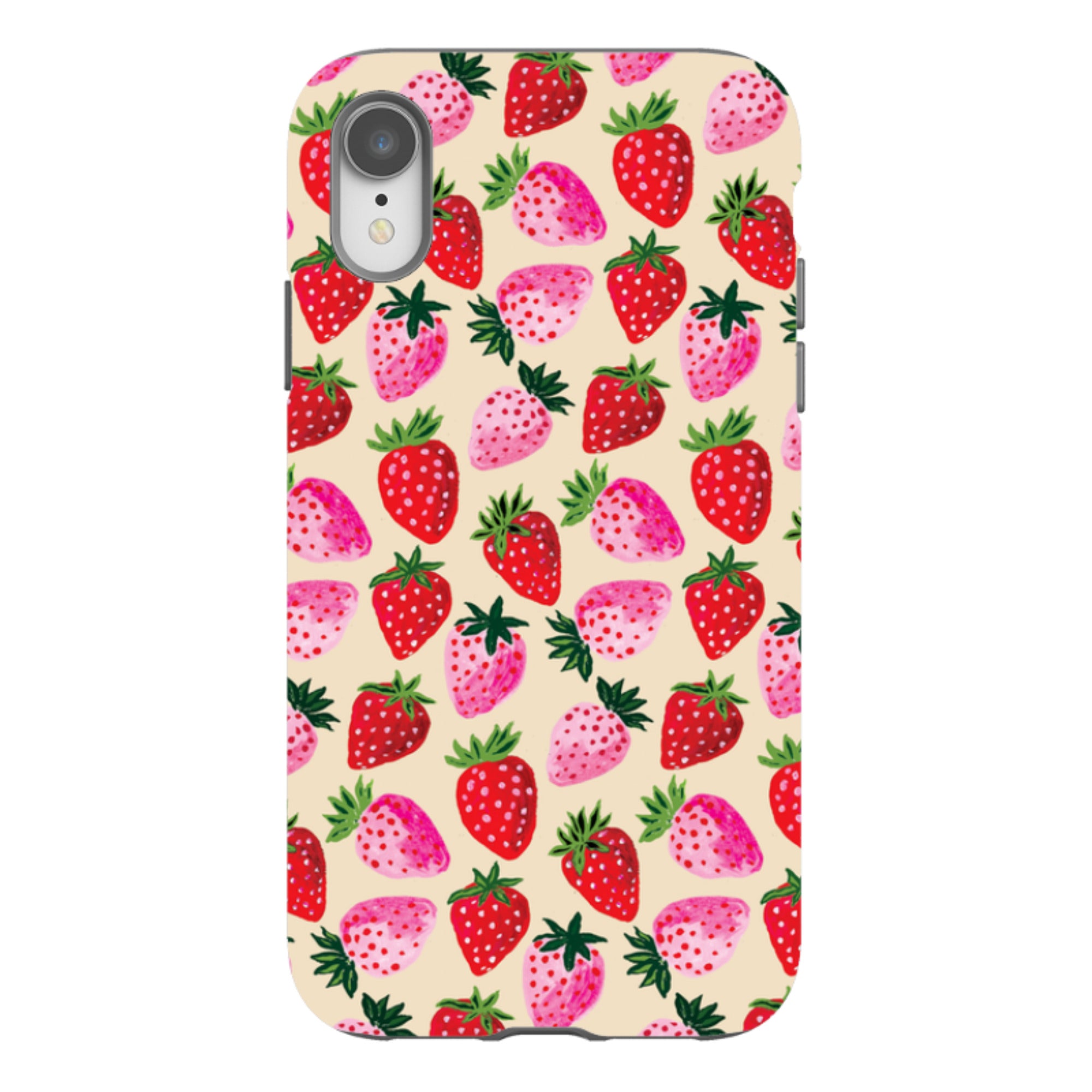 iPhone Tough Case - Strawberry Scatter Cream By Emma Frances Grant
