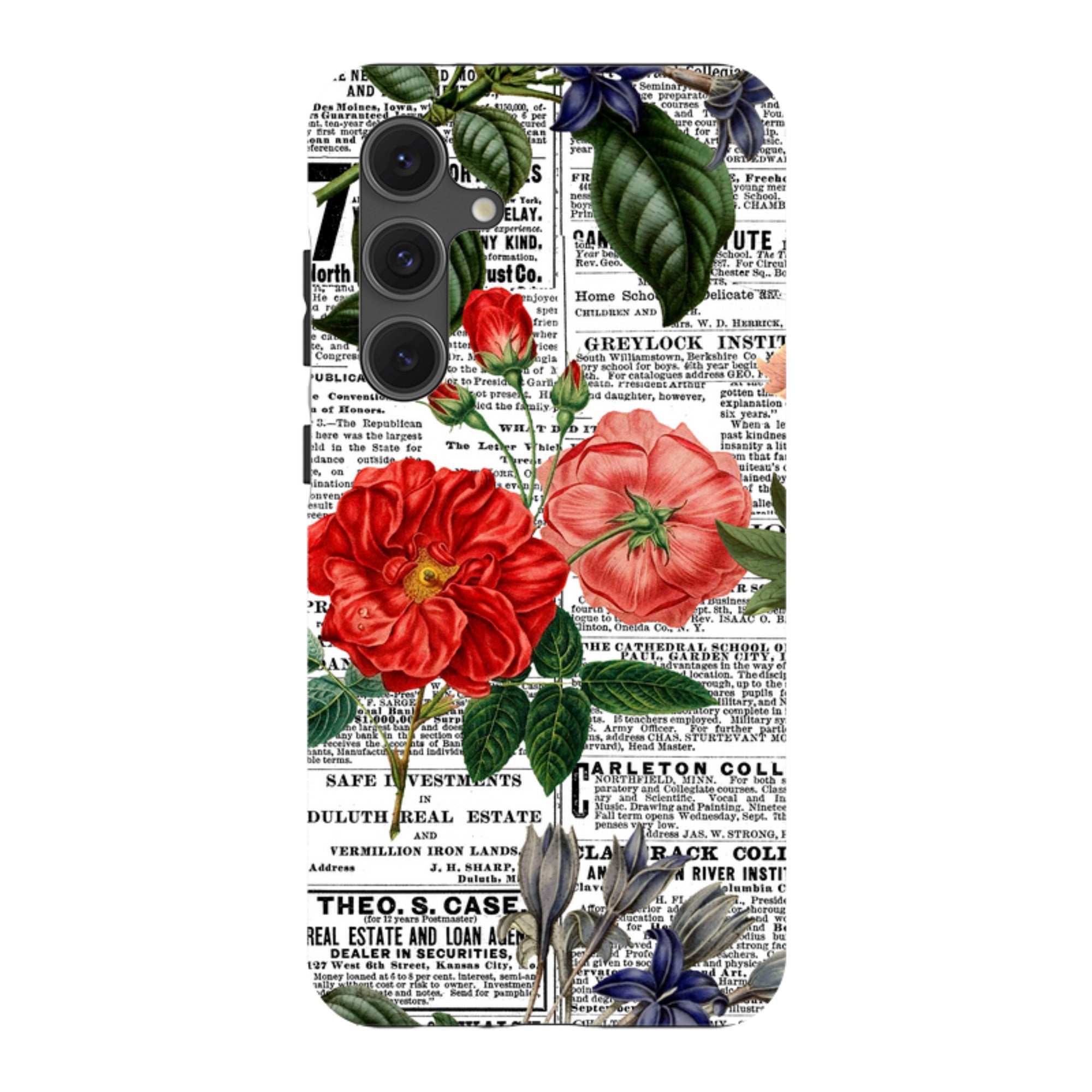 Samsung Tough Case - Floral Newsprint