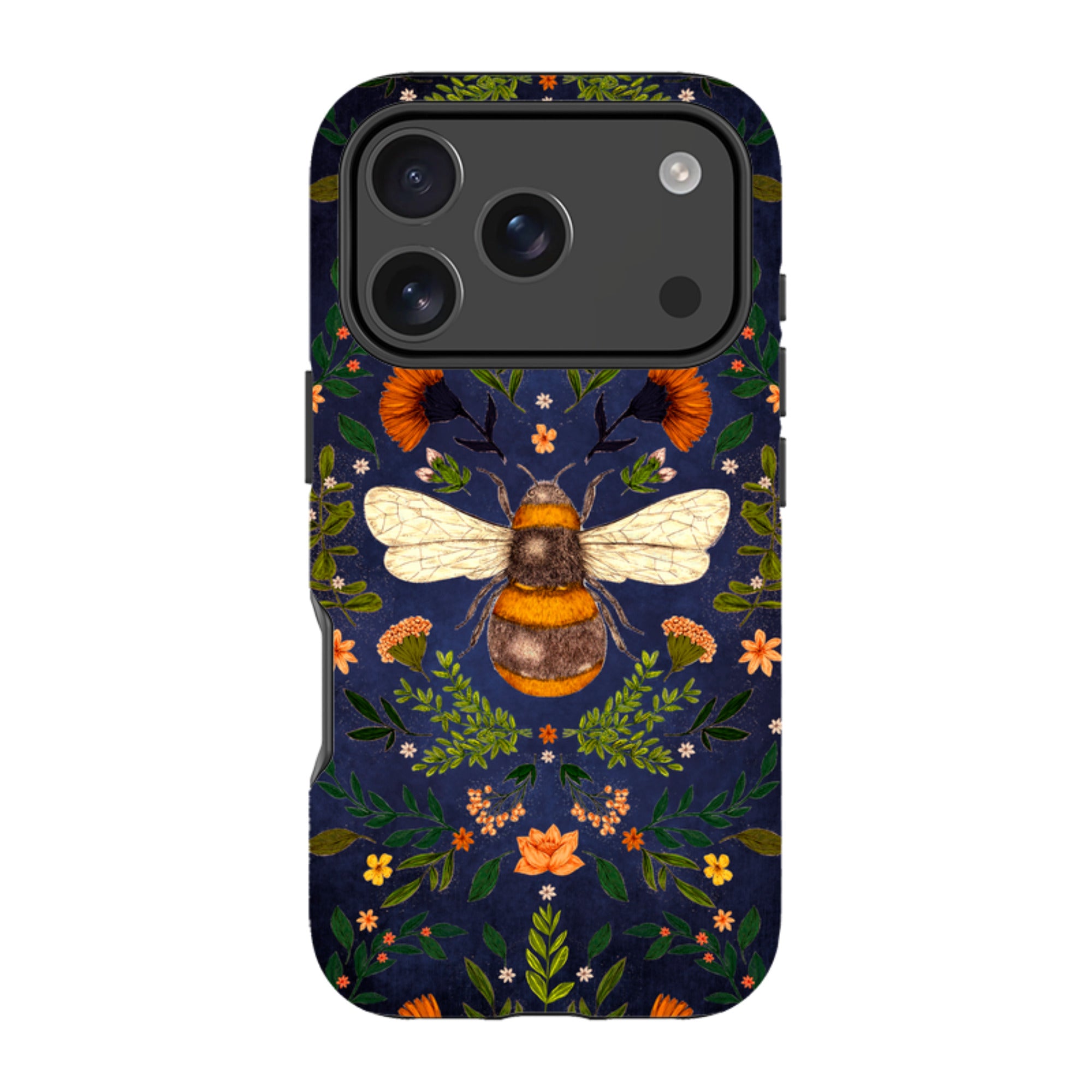iPhone MagSafe Tough Case -  Botanical Bee Blue By Jade Mosinski