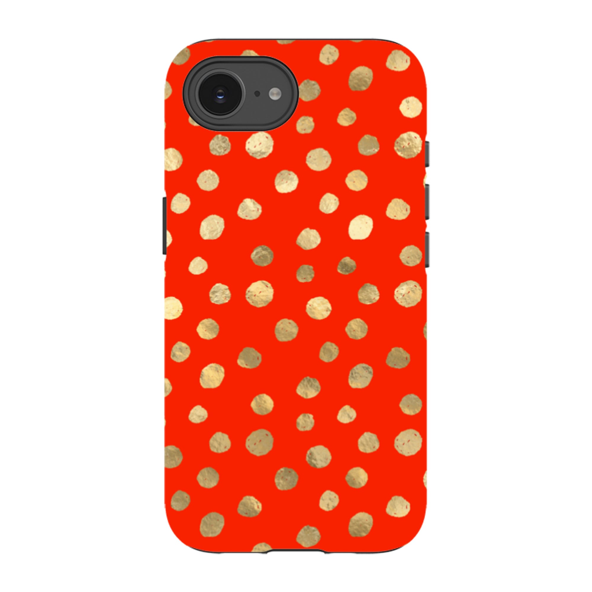 iPhone Tough Case - Red and Golden Dots