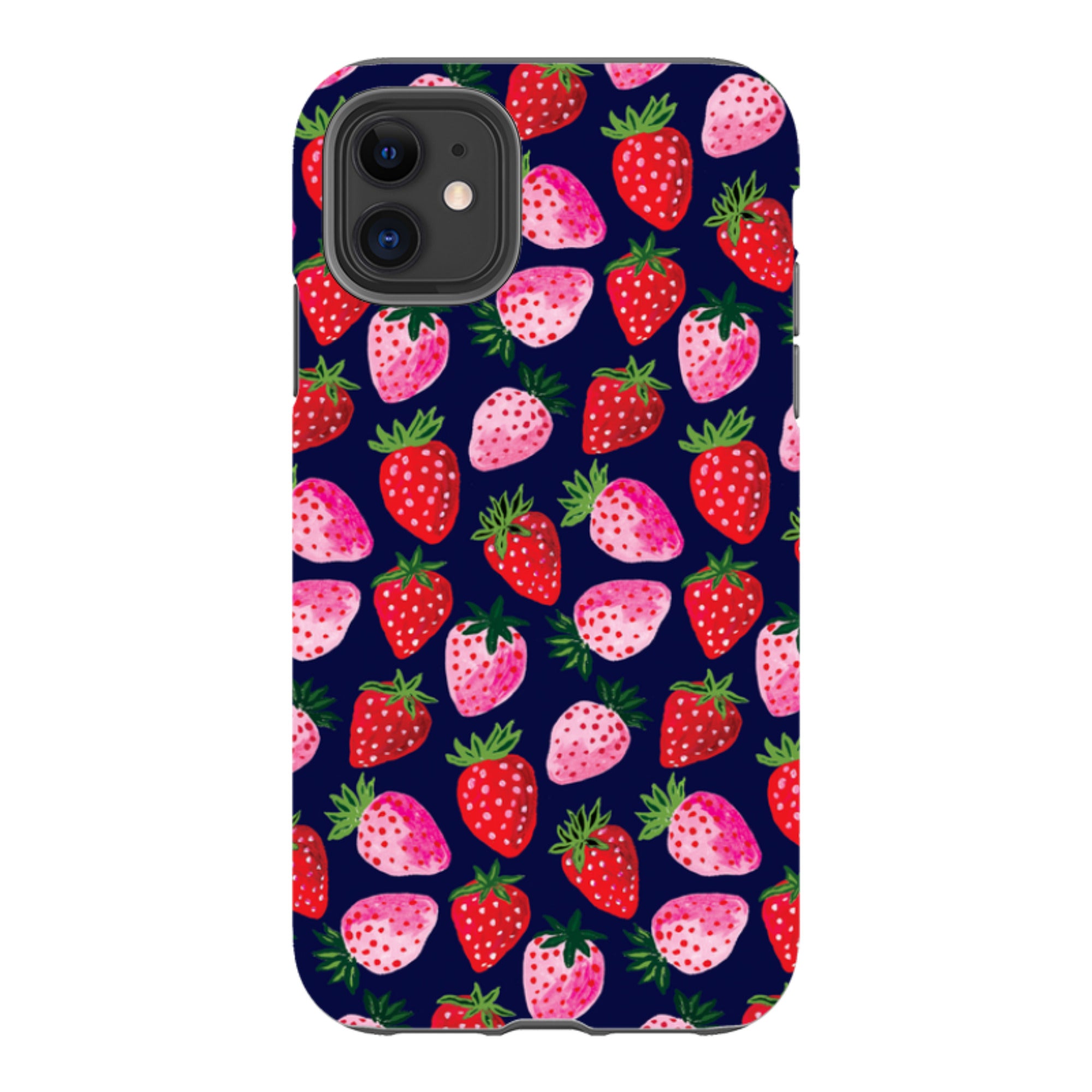 iPhone Tough Case - Strawberry Scatter Navy By Emma Frances Grant
