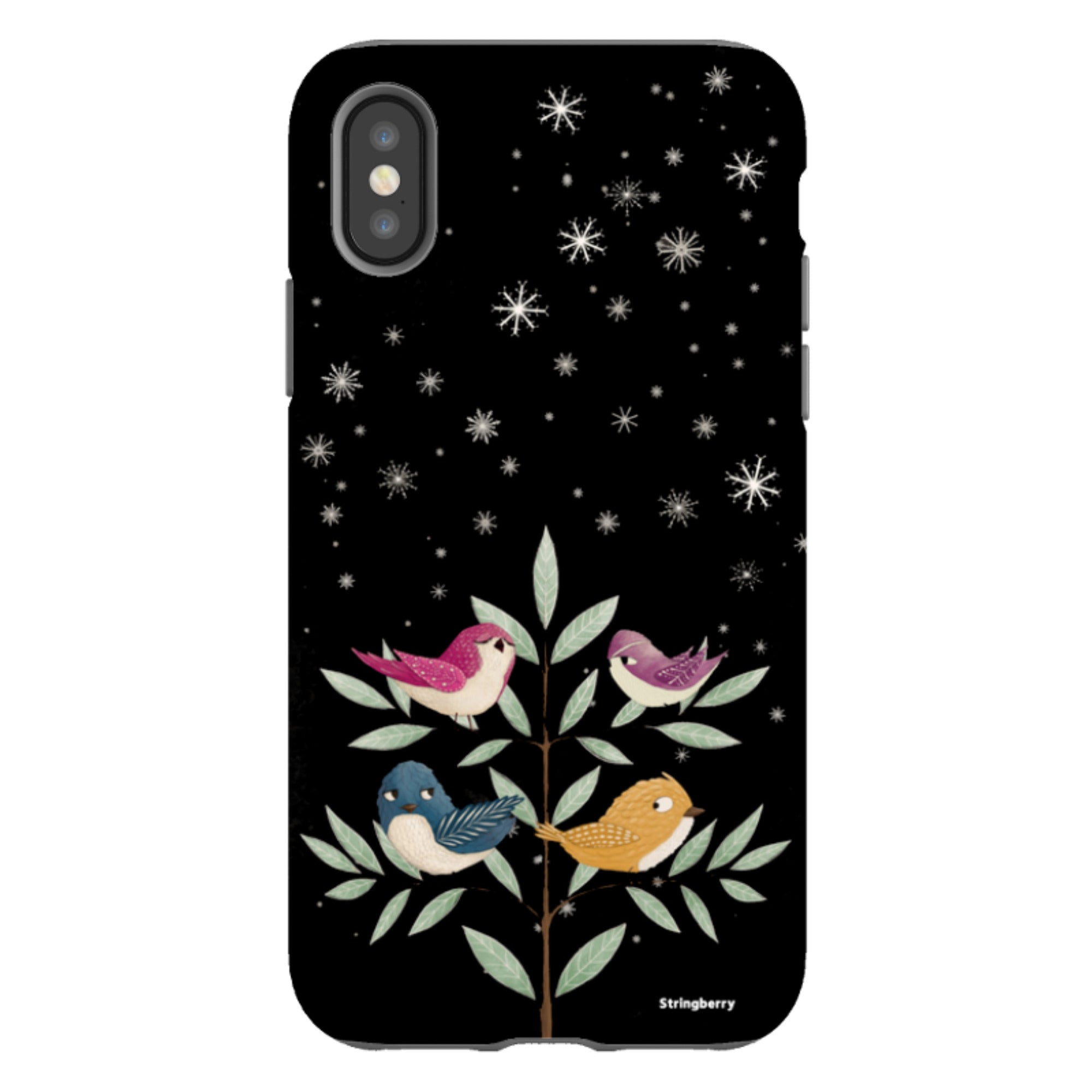 iPhone Tough Case - Garden Birds Black By Maja Lindberg