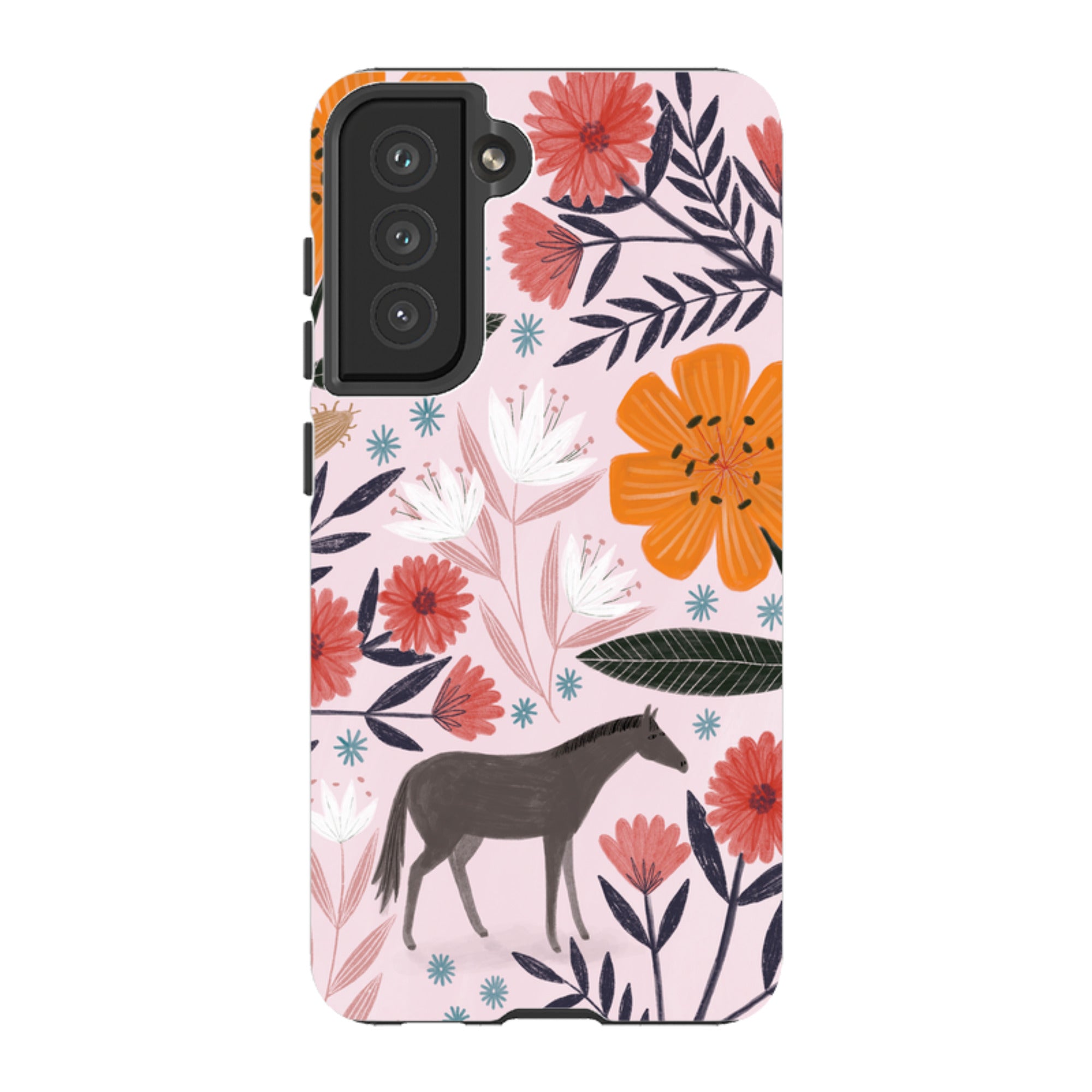 Samsung Tough Case - Pink Horse Floral By Lee Foster Wilson