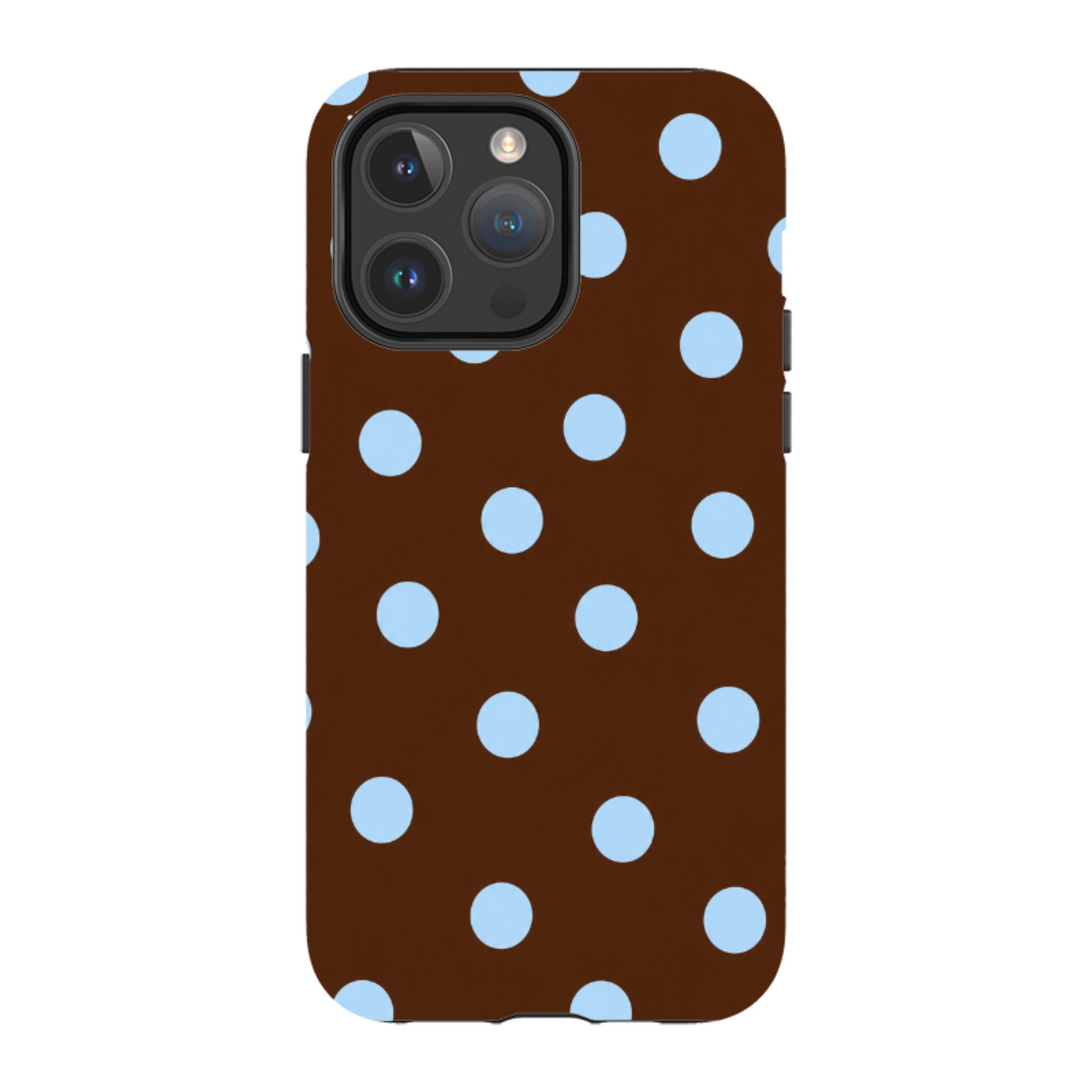 iPhone MagSafe Tough Case - Chocolate Brown & Baby Blue Polka Dot
