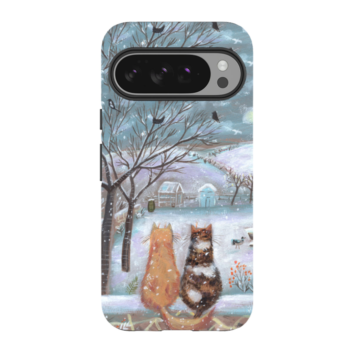 Google Tough Case - Winter Cottage Cats By Mary Stubberfield