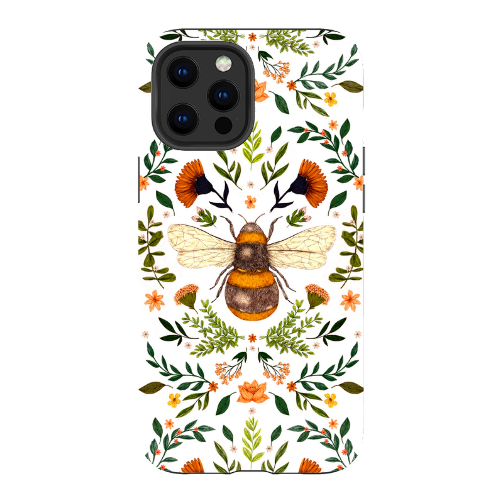 iPhone Tough Case - Botanical Bee White By Jade Mosinski