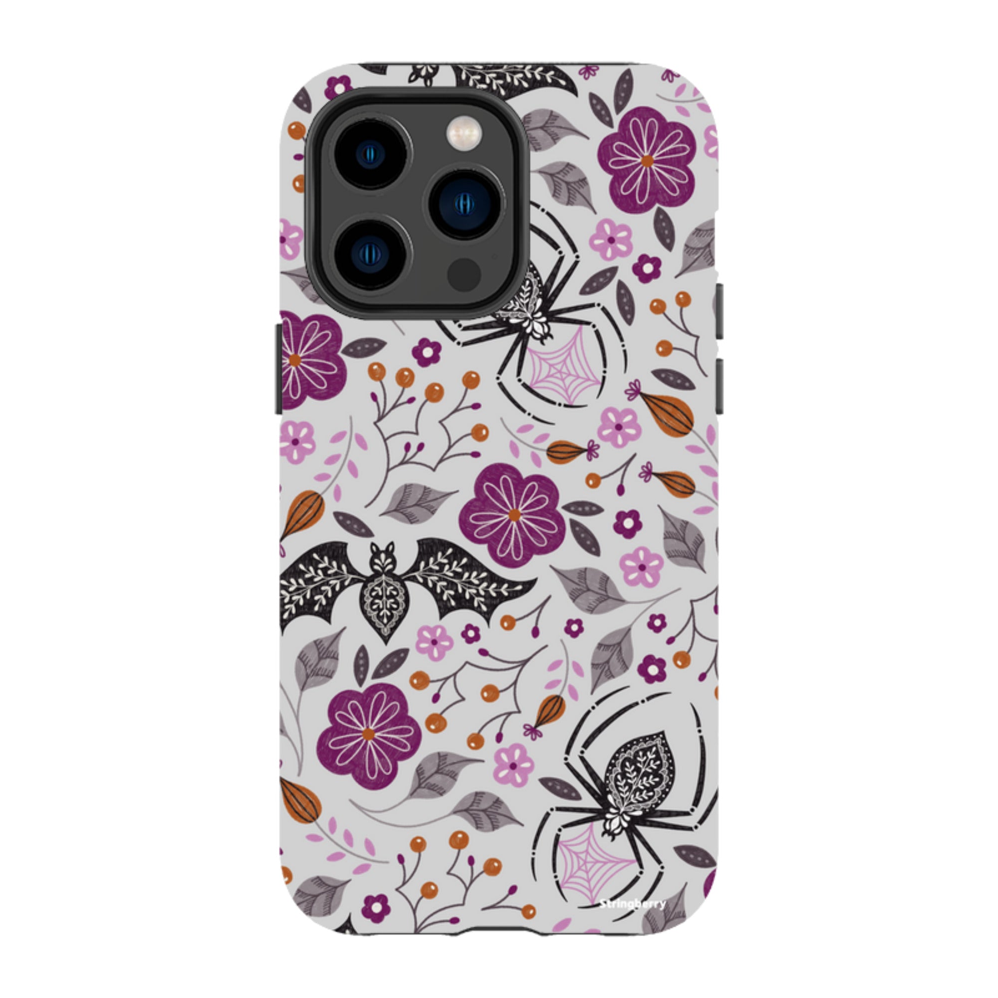 iPhone MagSafe Tough Case -  Spider Bat Pattern Grey By Jenny Zemanek