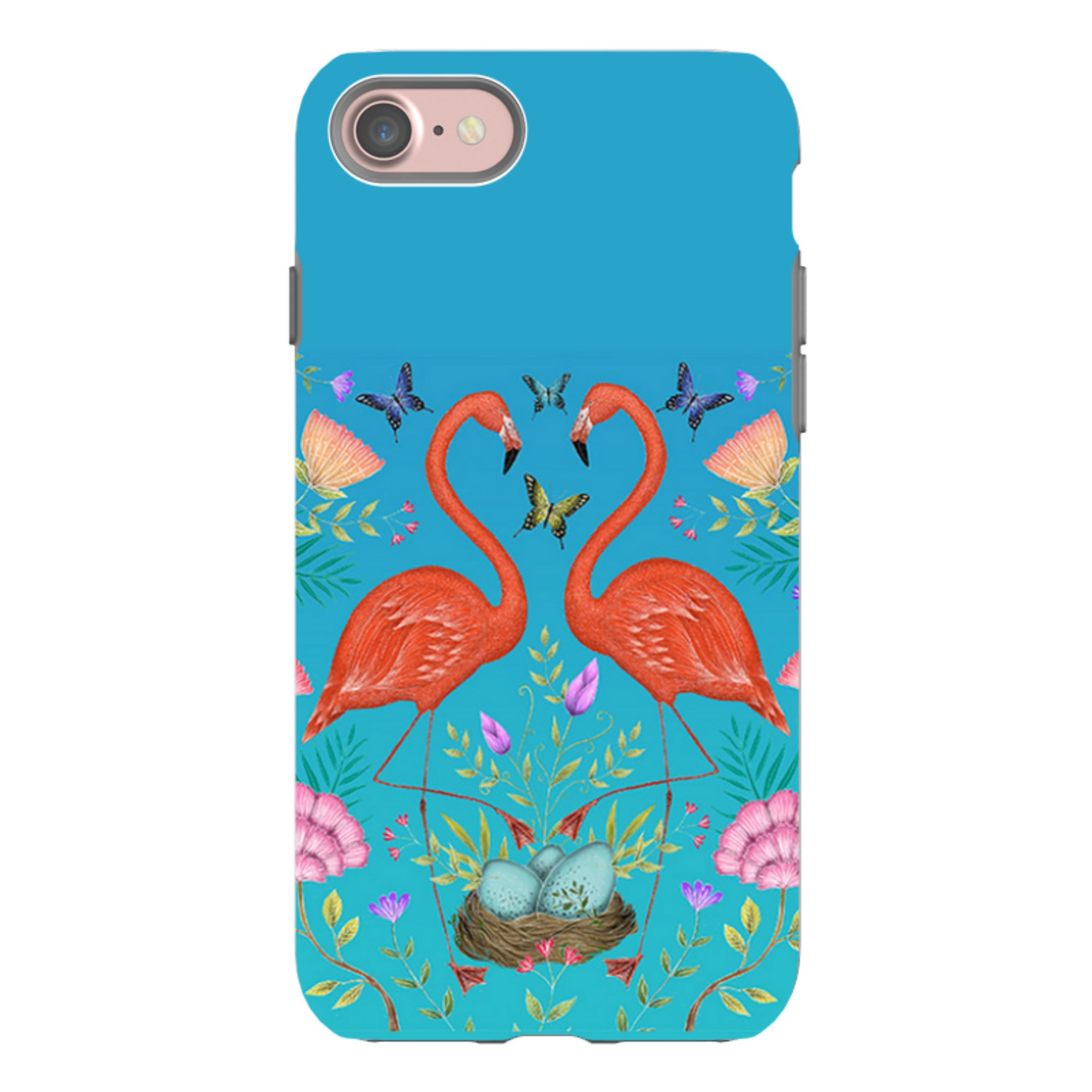 iPhone Tough Case - Flamingos And Flowers By Catherine Rowe