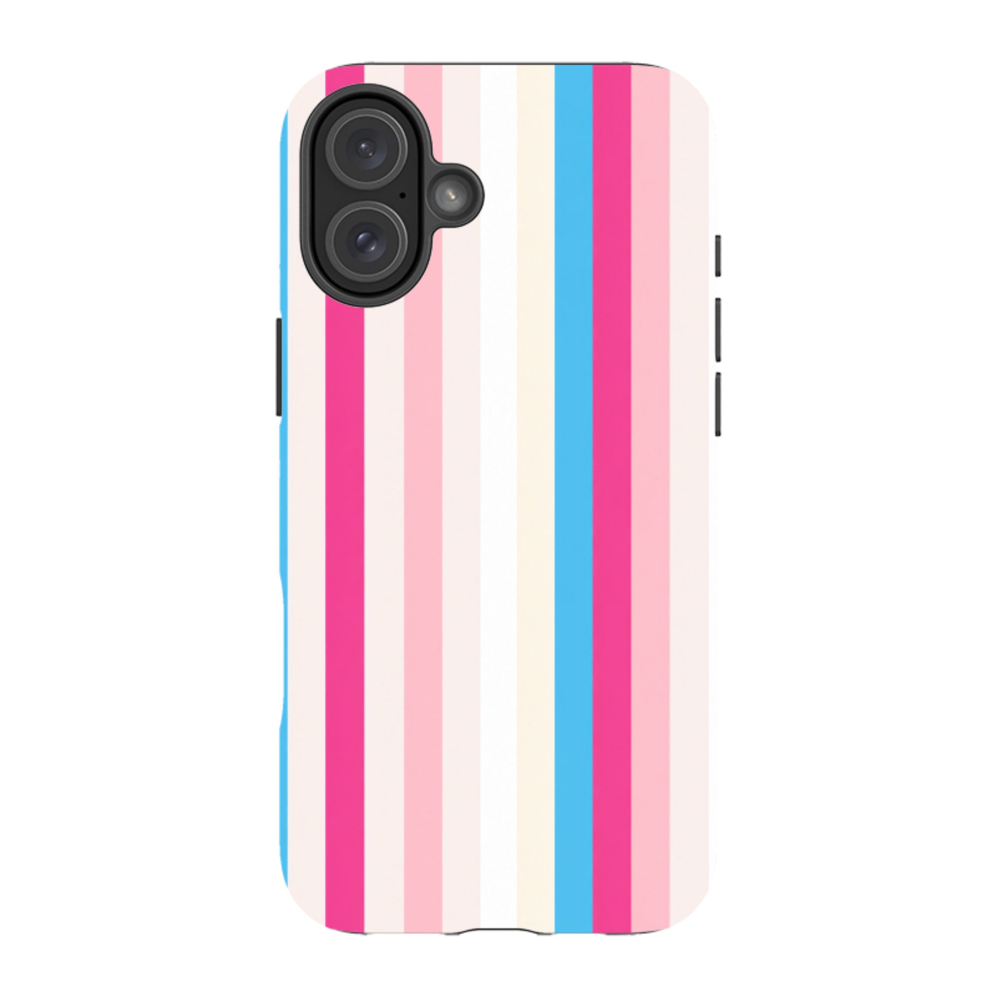 iPhone MagSafe Tough Case - Pink, Blue & Cream Stripe