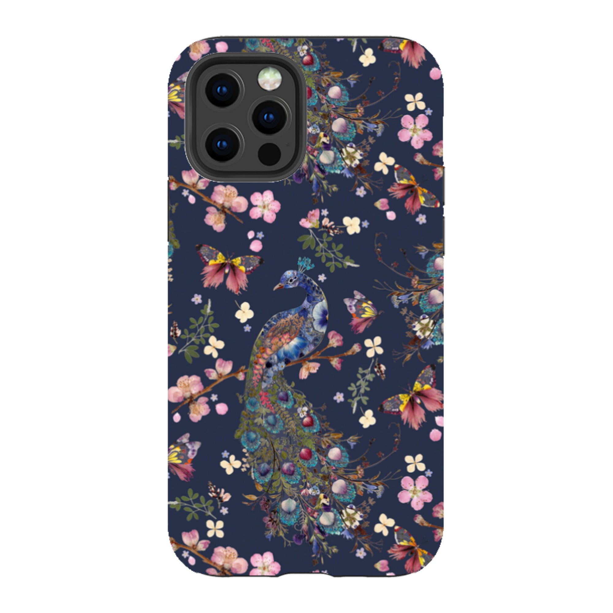 iPhone Tough Case - Peacock and Cherry Blossoms Iris By Helen Ahpornsiri