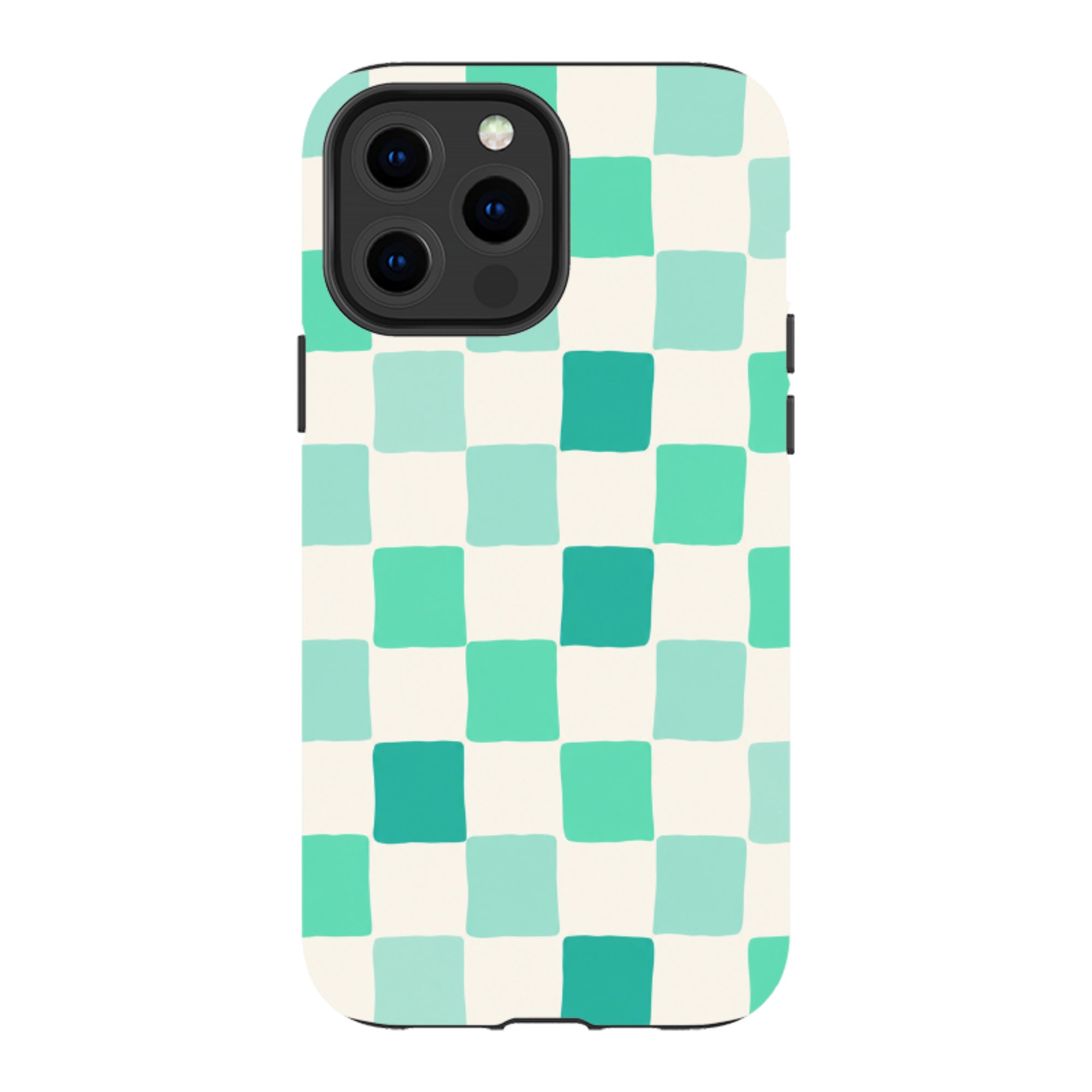 iPhone MagSafe Tough Case - Mint Green Checkerboard