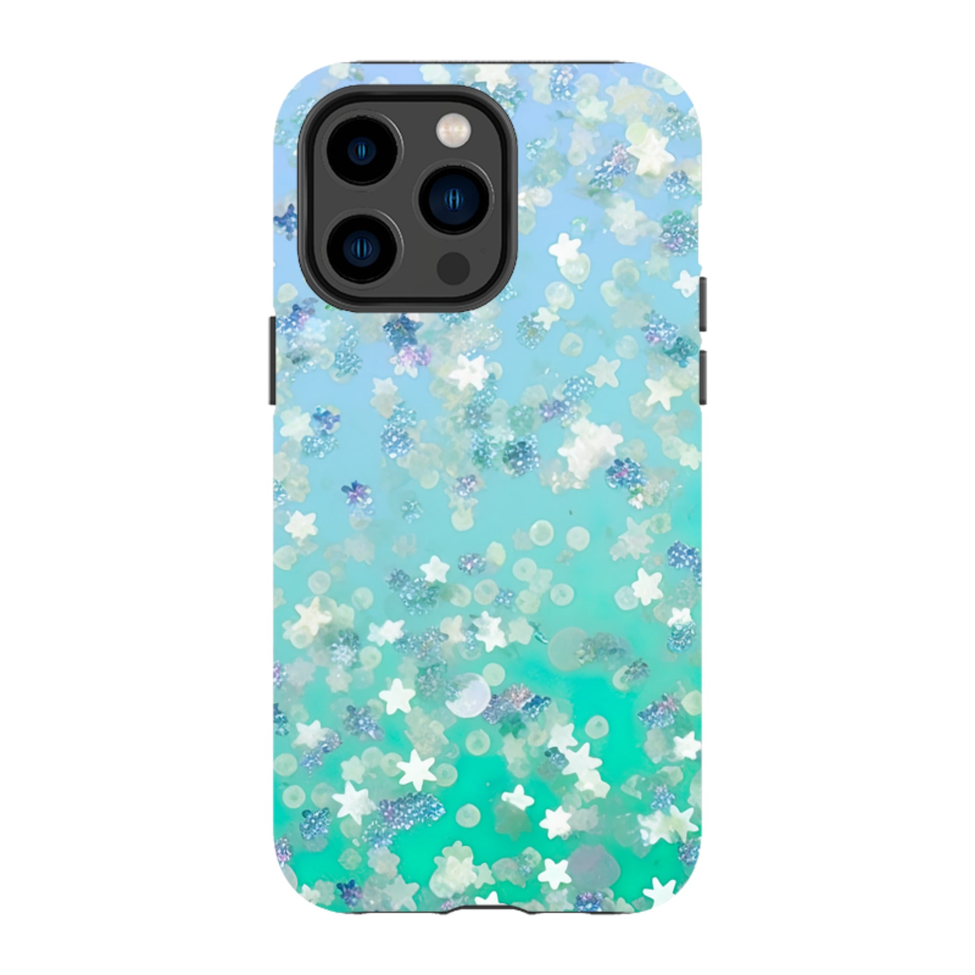 iPhone MagSafe Tough Case - Green Stars (case does not glitter)