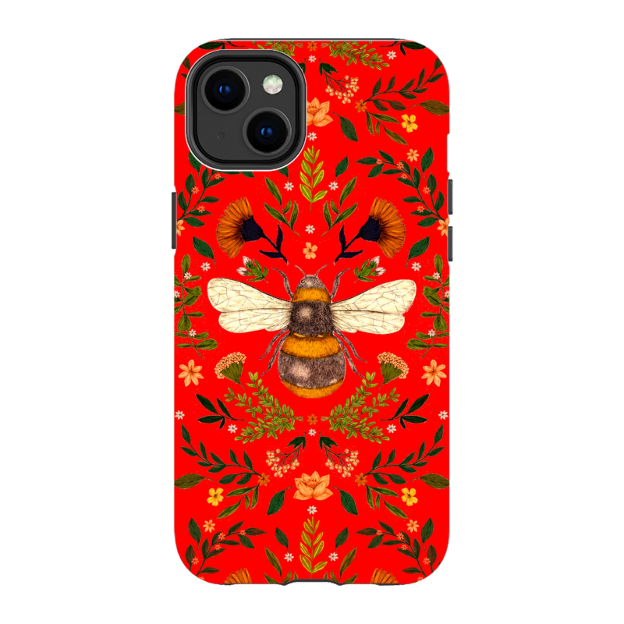 iPhone Tough Case - Botanical Bee Red By Jade Mosinski