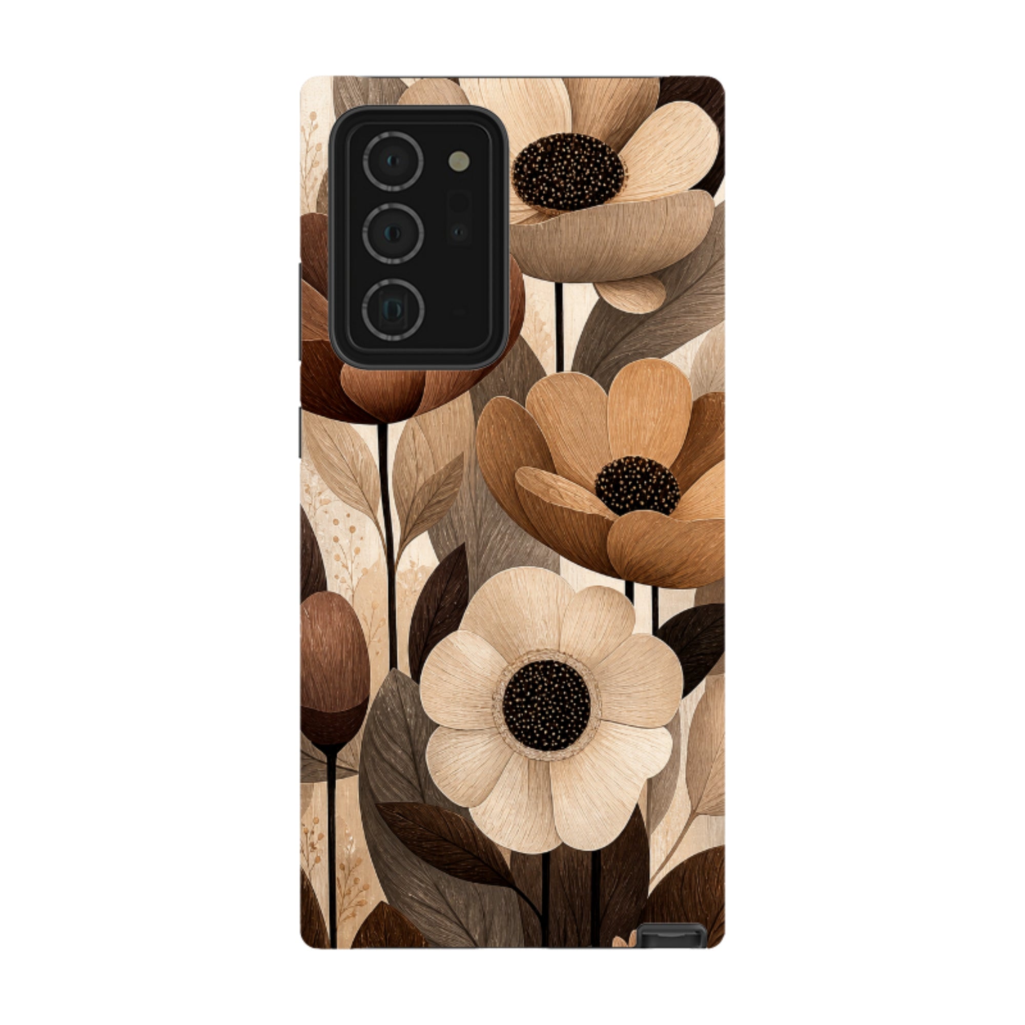 Samsung Tough Case - Chocolate Woodgrain Floral