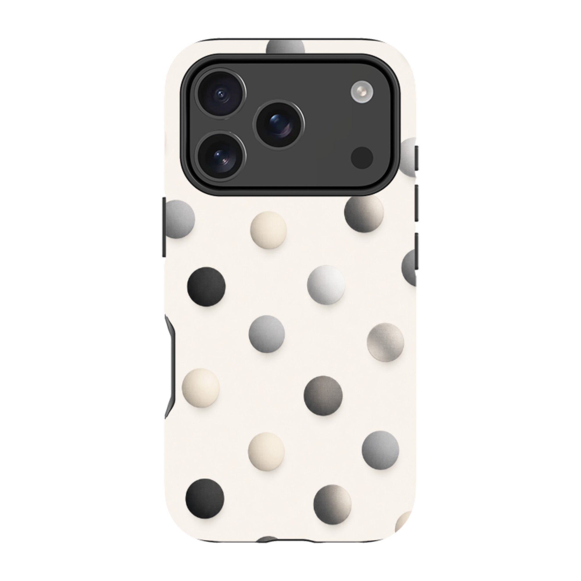 iPhone MagSafe Tough Case - Cream & Grey Polka Dot