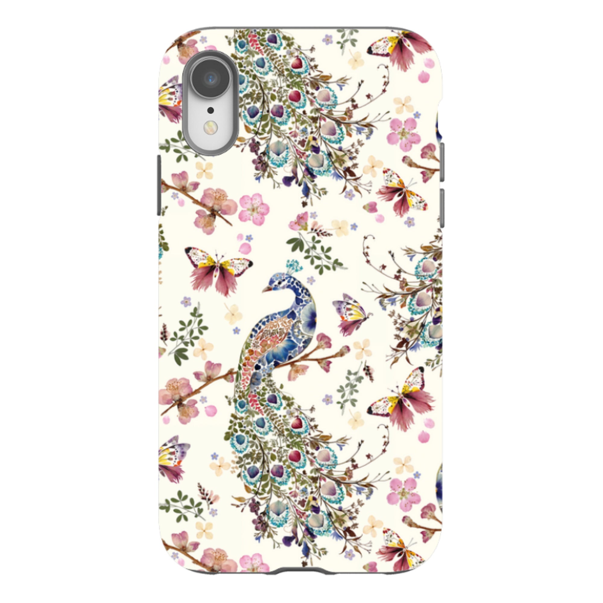 iPhone Tough Case - Peacock and Cherry Blossoms By Helen Ahpornsiri