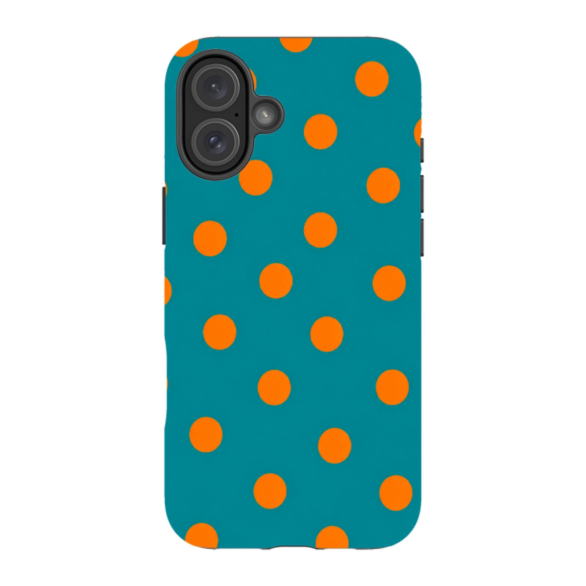 iPhone Tough Case - Teal & Orange Polka Dot
