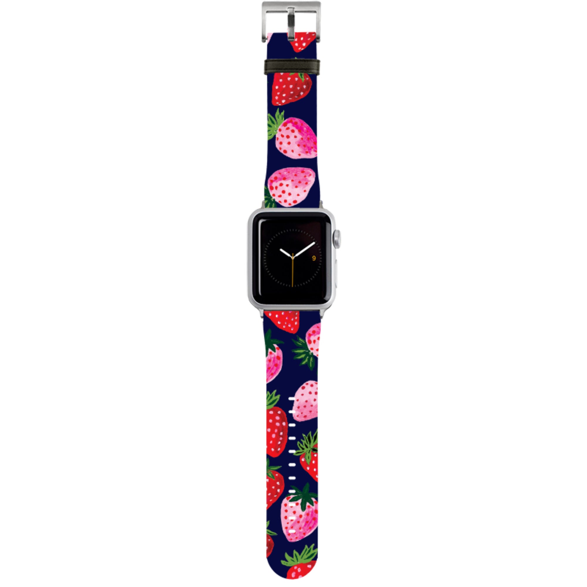 Strawberry Scatter Navy Apple Watch Strap By Emma Frances Grant