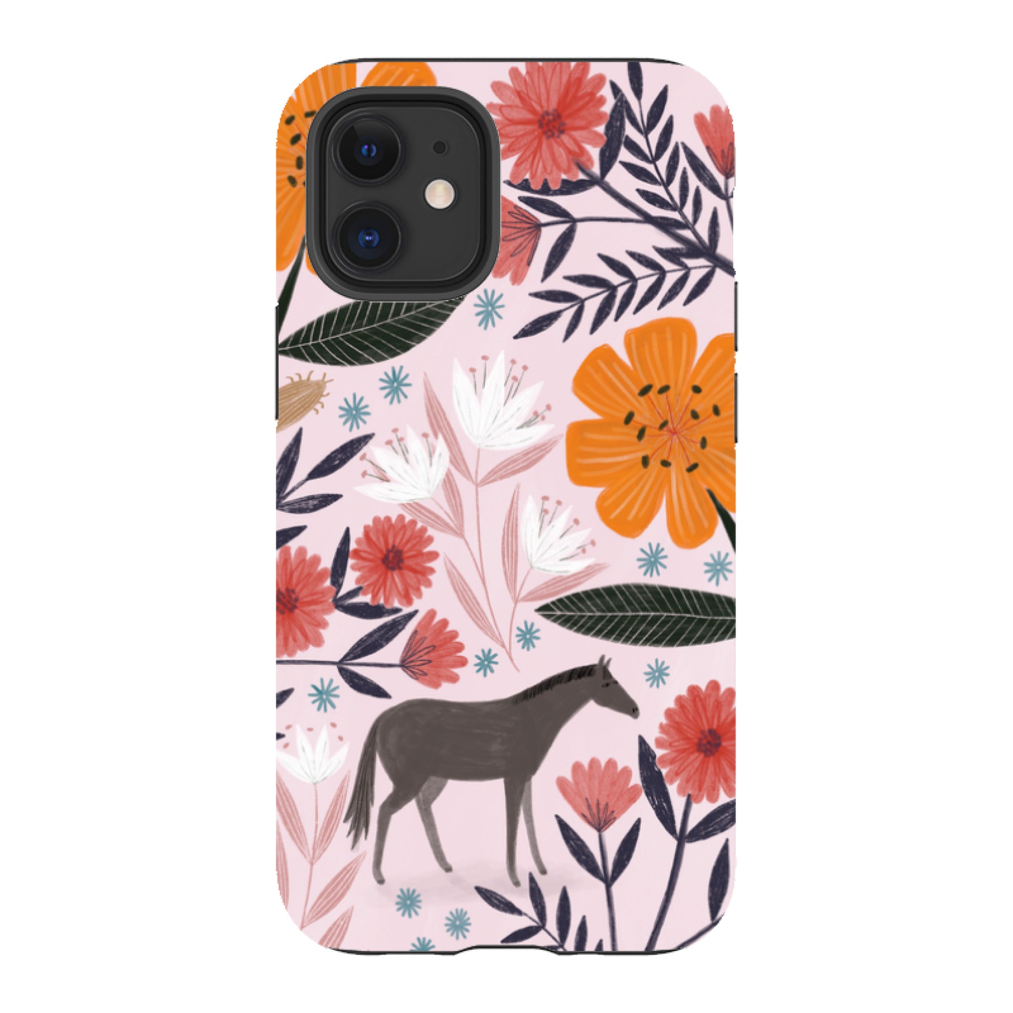 iPhone Tough Case - Pink Horse Floral By Lee Foster Wilson