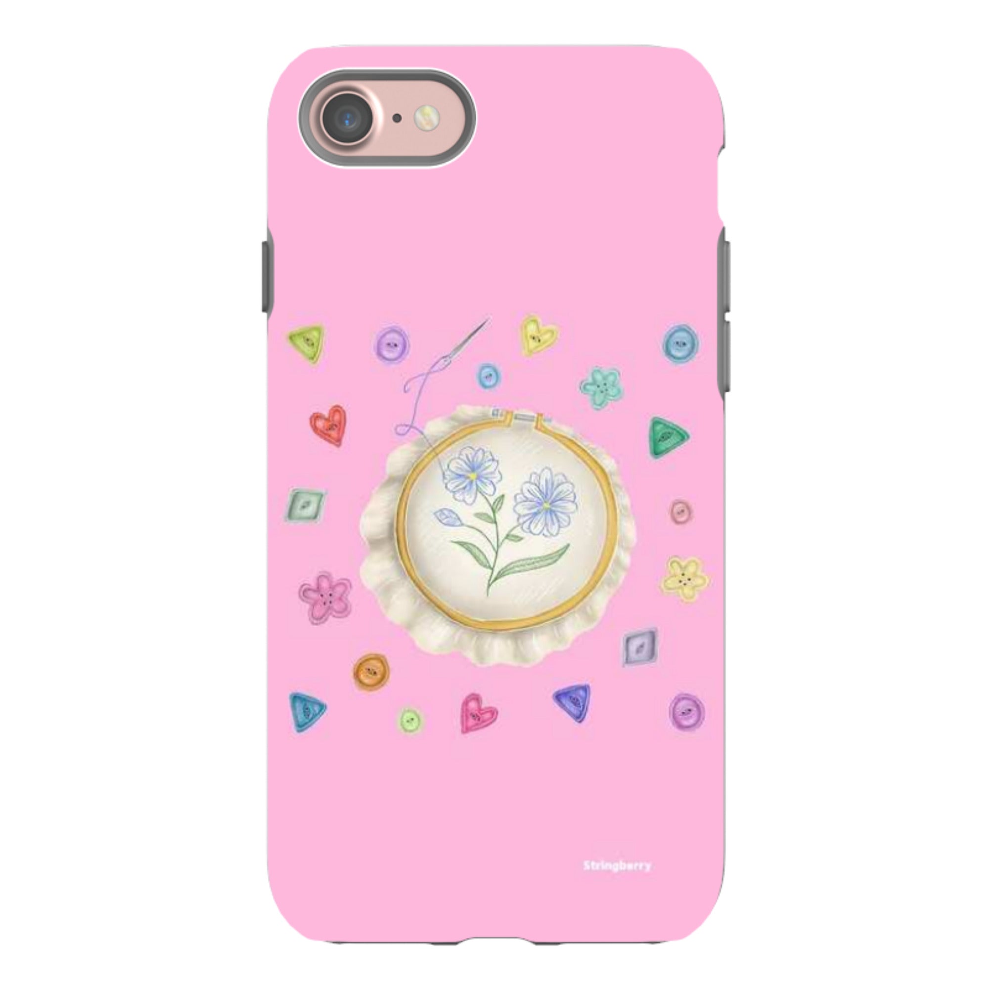iPhone Tough Case - Flower Buttons Needlework By Catherine Rowe