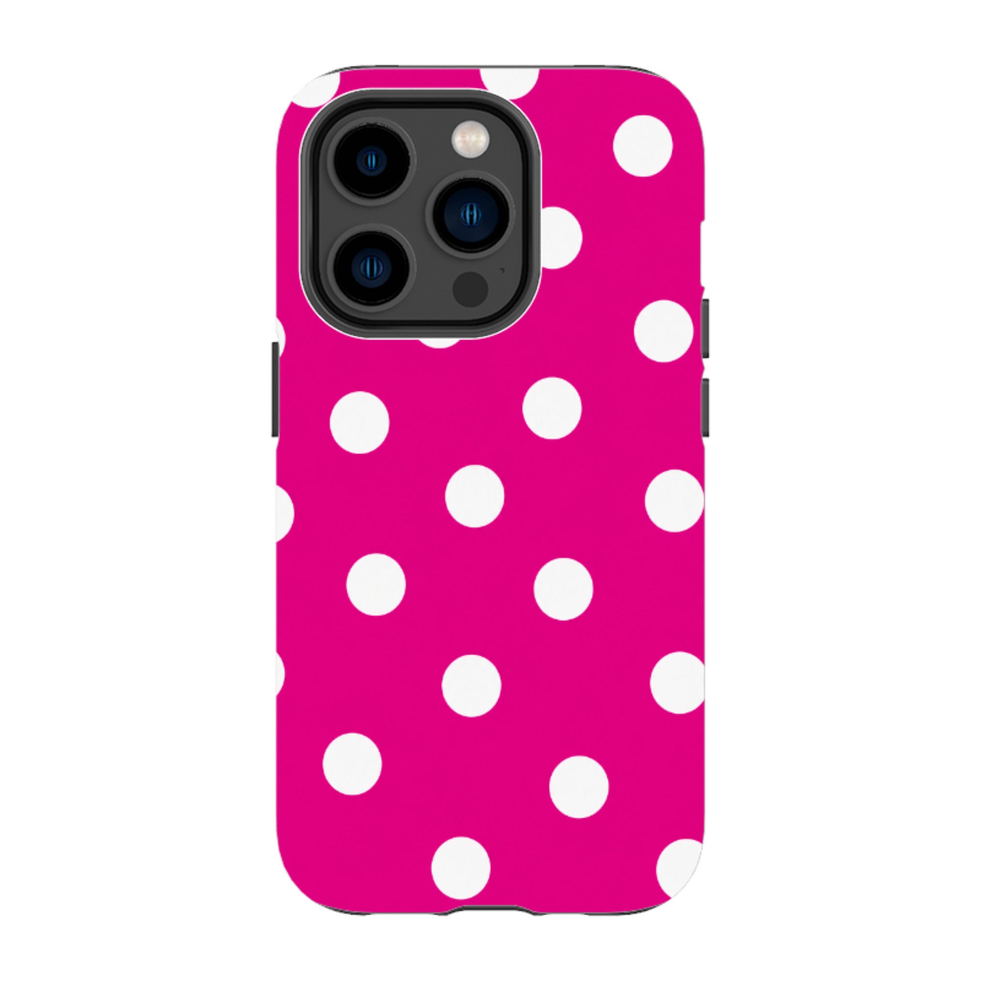 iPhone Tough Case - Hot Pink & White Polka Dot