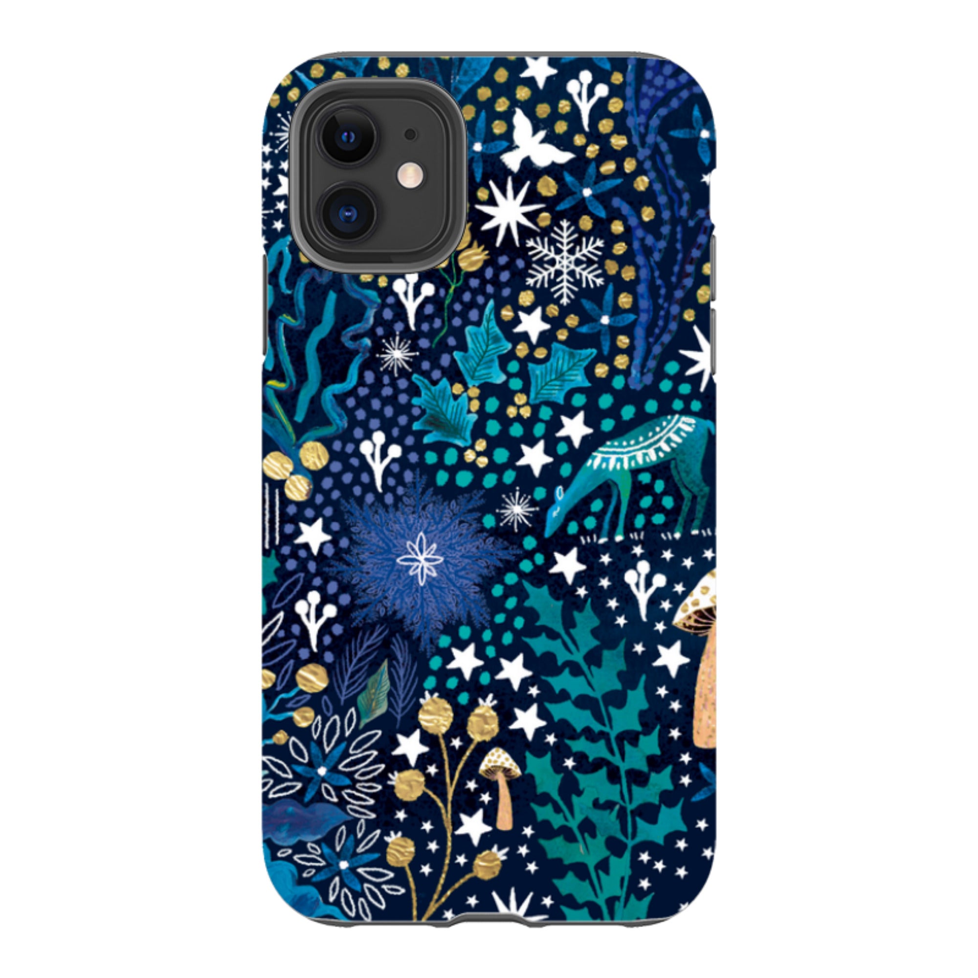 iPhone Tough Case - Winter Flowers Teal By Emma Frances Grant
