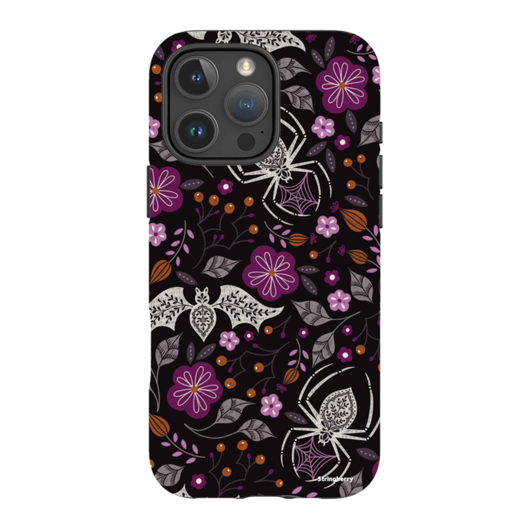 iPhone MagSafe Tough Case -  Spider Bat Pattern Black By Jenny Zemanek