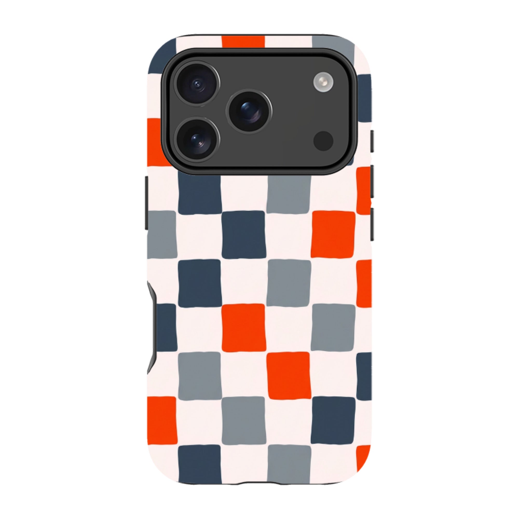 iPhone MagSafe Tough Case - Orange & Navy Checkerboard