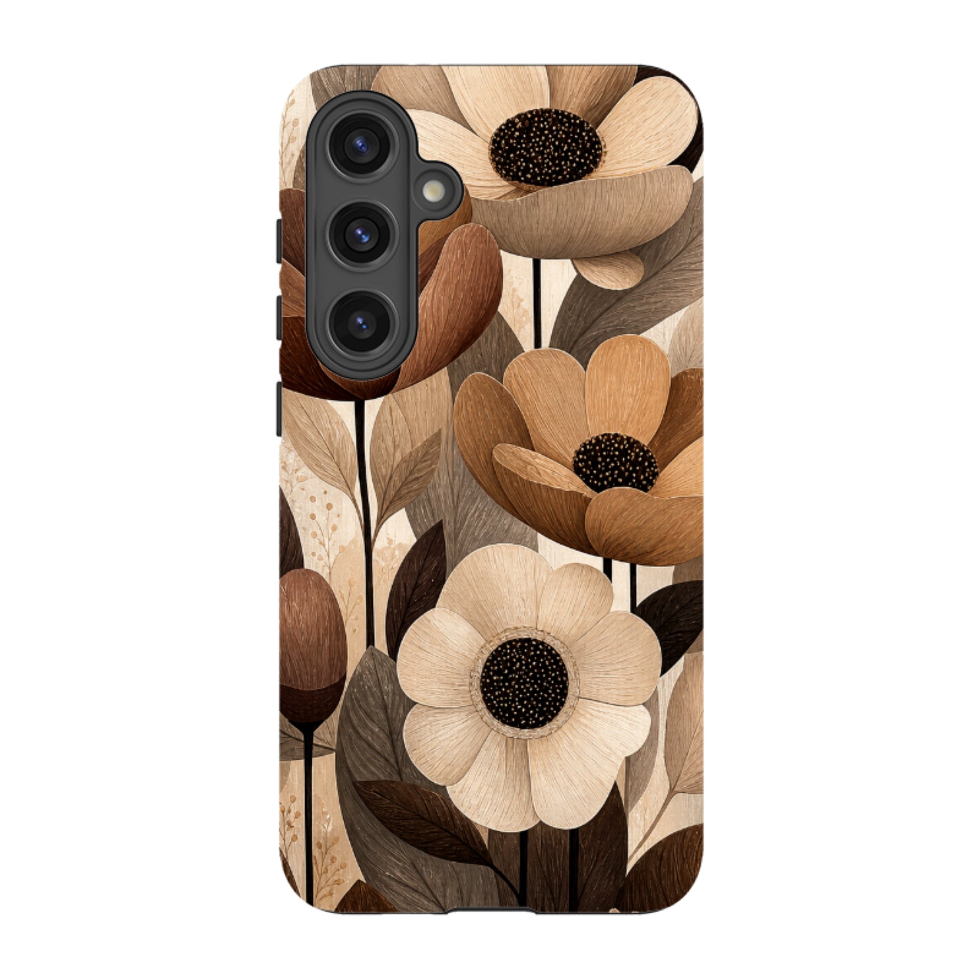 Samsung Tough Case - Chocolate Woodgrain Floral