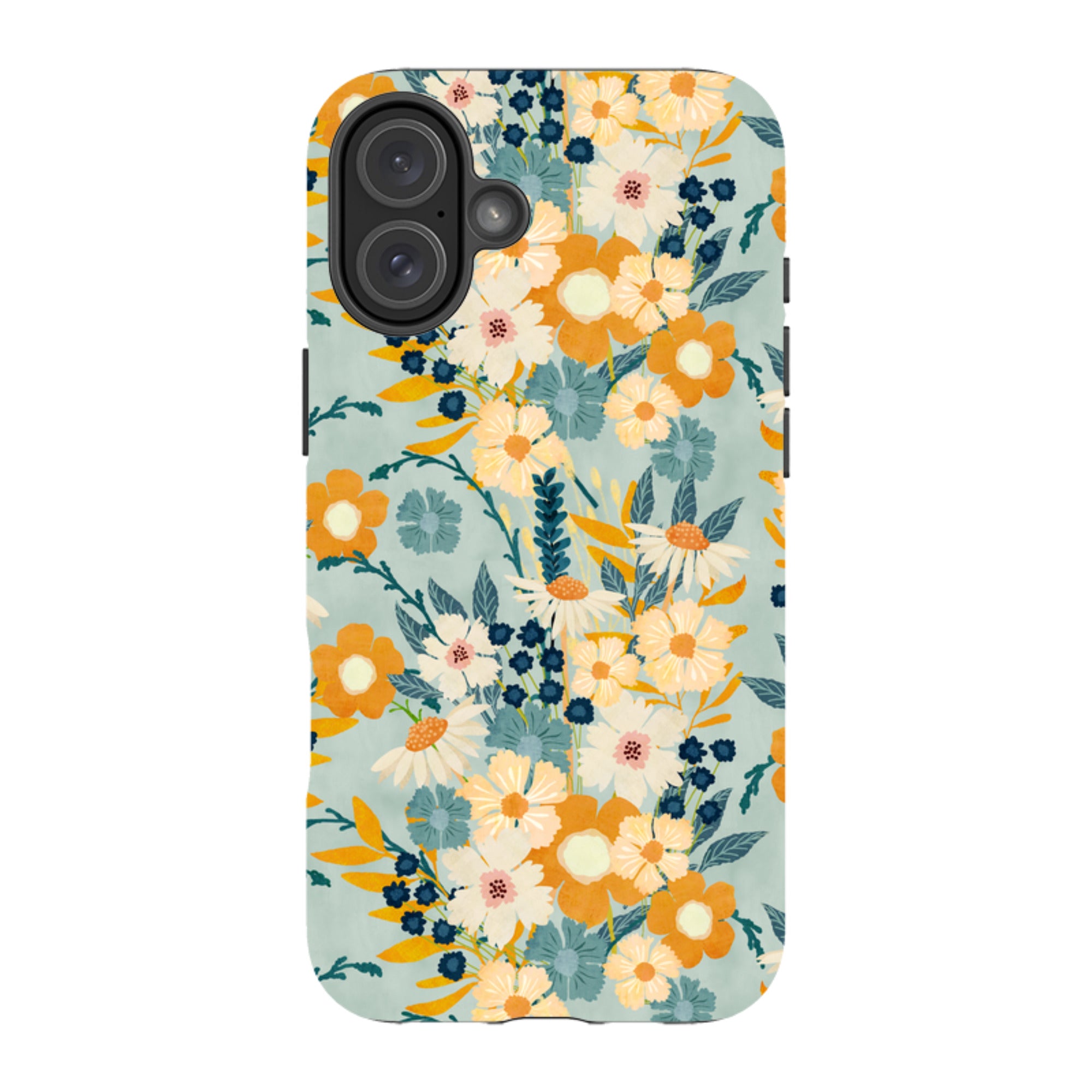 iPhone MagSafe Tough Case - Yellow And Blue Floral By Katherine Quinn