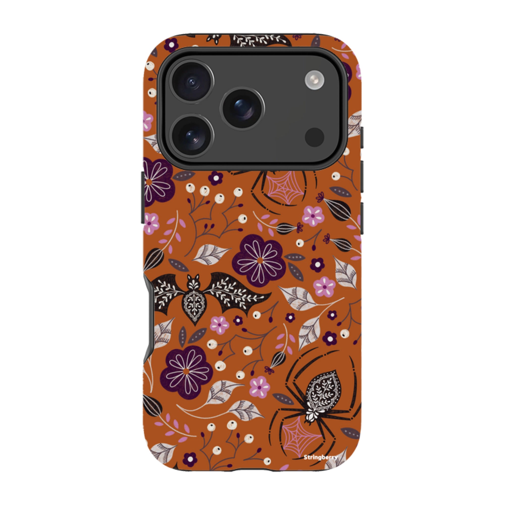 iPhone MagSafe Tough Case -  Spider Bat Pattern Orange By Jenny Zemanek